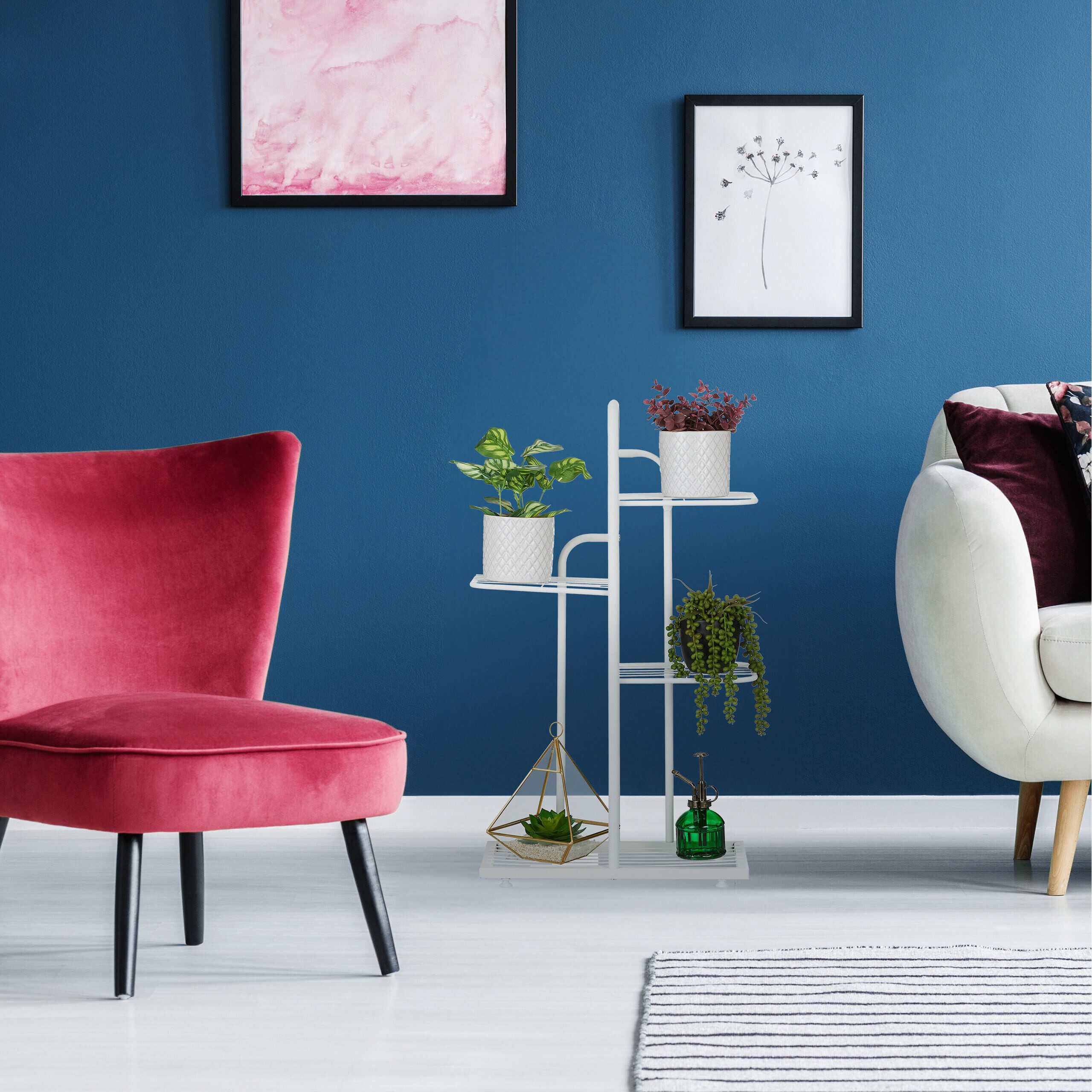 relaxdays Pflanzentreppe Weißer Pflanzenständer 4 Ablagen günstig online kaufen