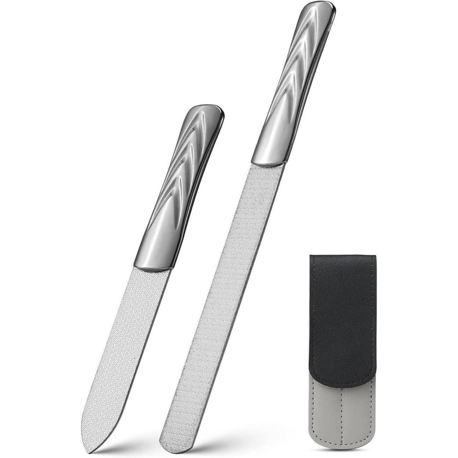 FVION Saphir-Nagelfeile Nagelfeilen Edelstahl Doppelseitig Anti-Rutsch Fein Grob Maniküre Set
