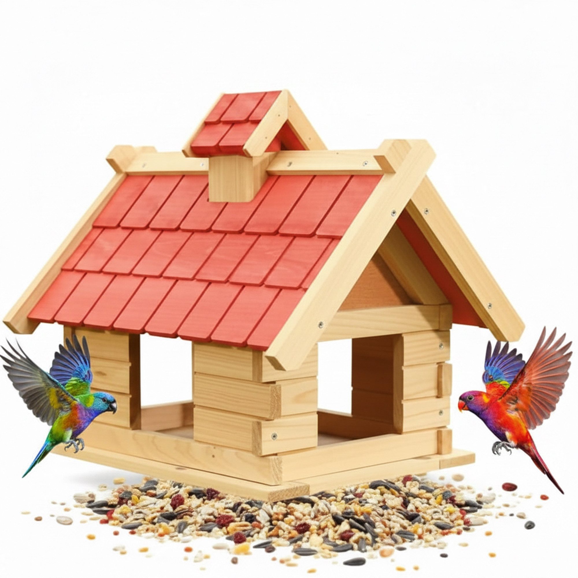 Mucola Vogelhaus Vogelhaus Vögelhäuschen Holz Vogelfutterhaus XXL Vogelvilla, Dachschindeln und Haus sind lasiert