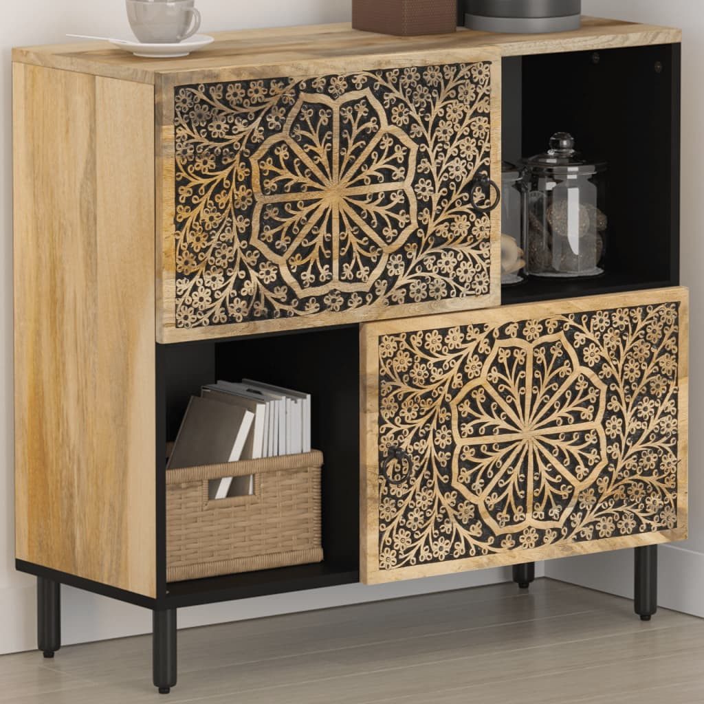 vidaXL Sideboard, Beistellschrank 80x33x75 cm Massivholz Mango