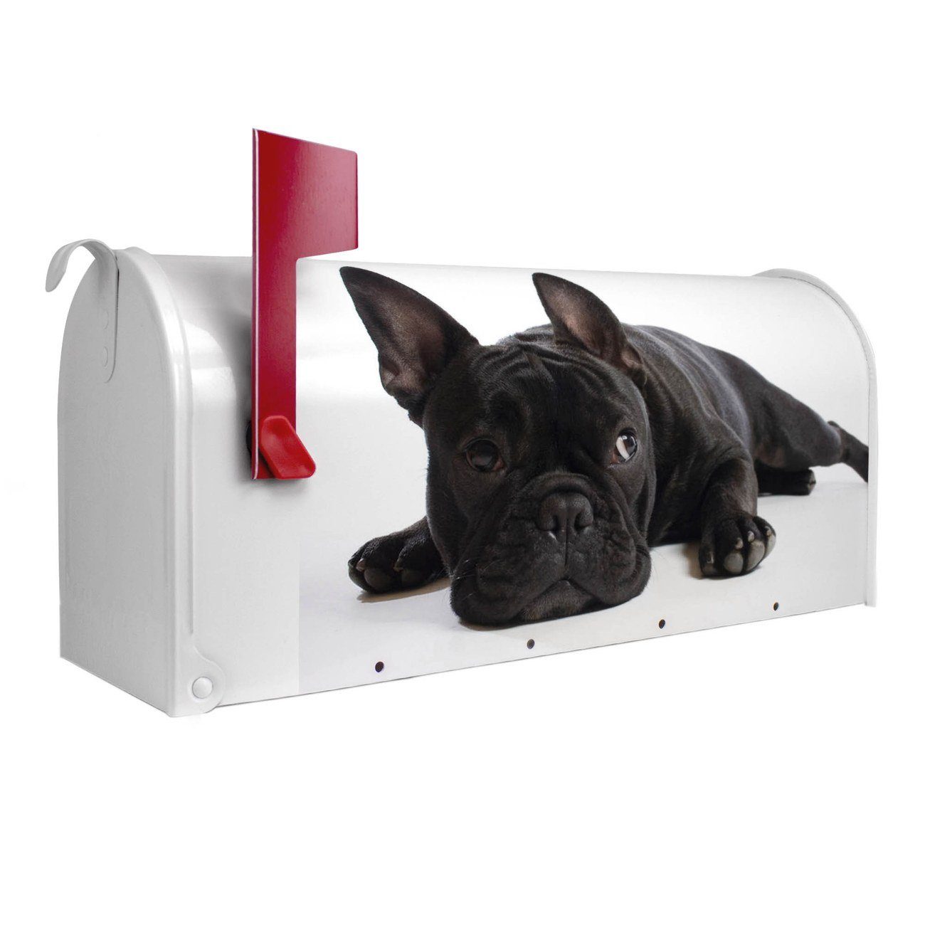 banjado Amerikanischer Briefkasten Mailbox Bulldogge (Amerikanischer Briefkasten, original aus Mississippi USA), 22 x 17 x 51 cm weiß