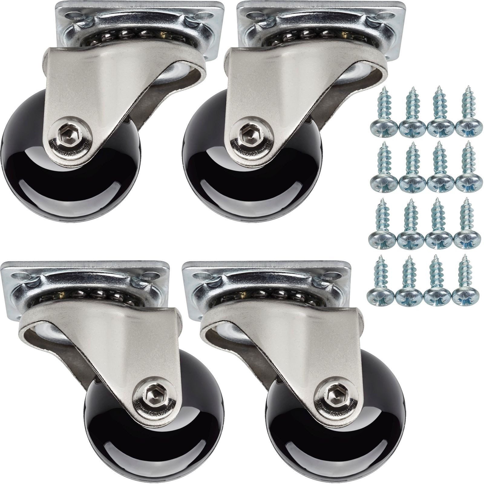 SO-TECH® Möbelrolle Lenkrollen SWIFT inkl. Schrauben, belastbar bis 35 kg / St., (4-St), Ø 35 mm, schwarz, ohne Bremse (Feststeller)