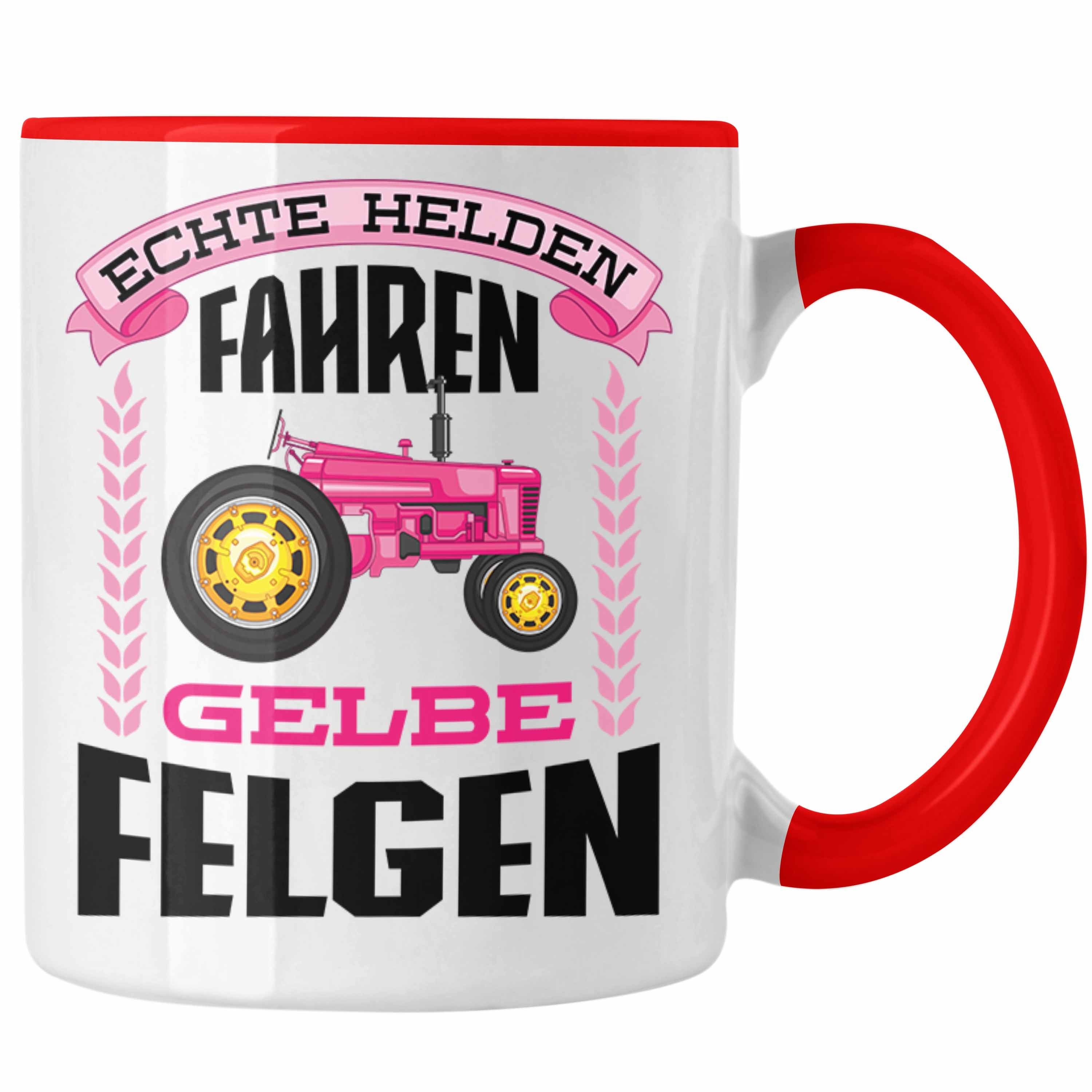 Frau Männer Tasse für - Spruch Spruch Echte Trendation Traktor Landwirtschaft Geschenke Felgen Geschenk Kaffeetasse Tasse Landwirtin Rot Trendation