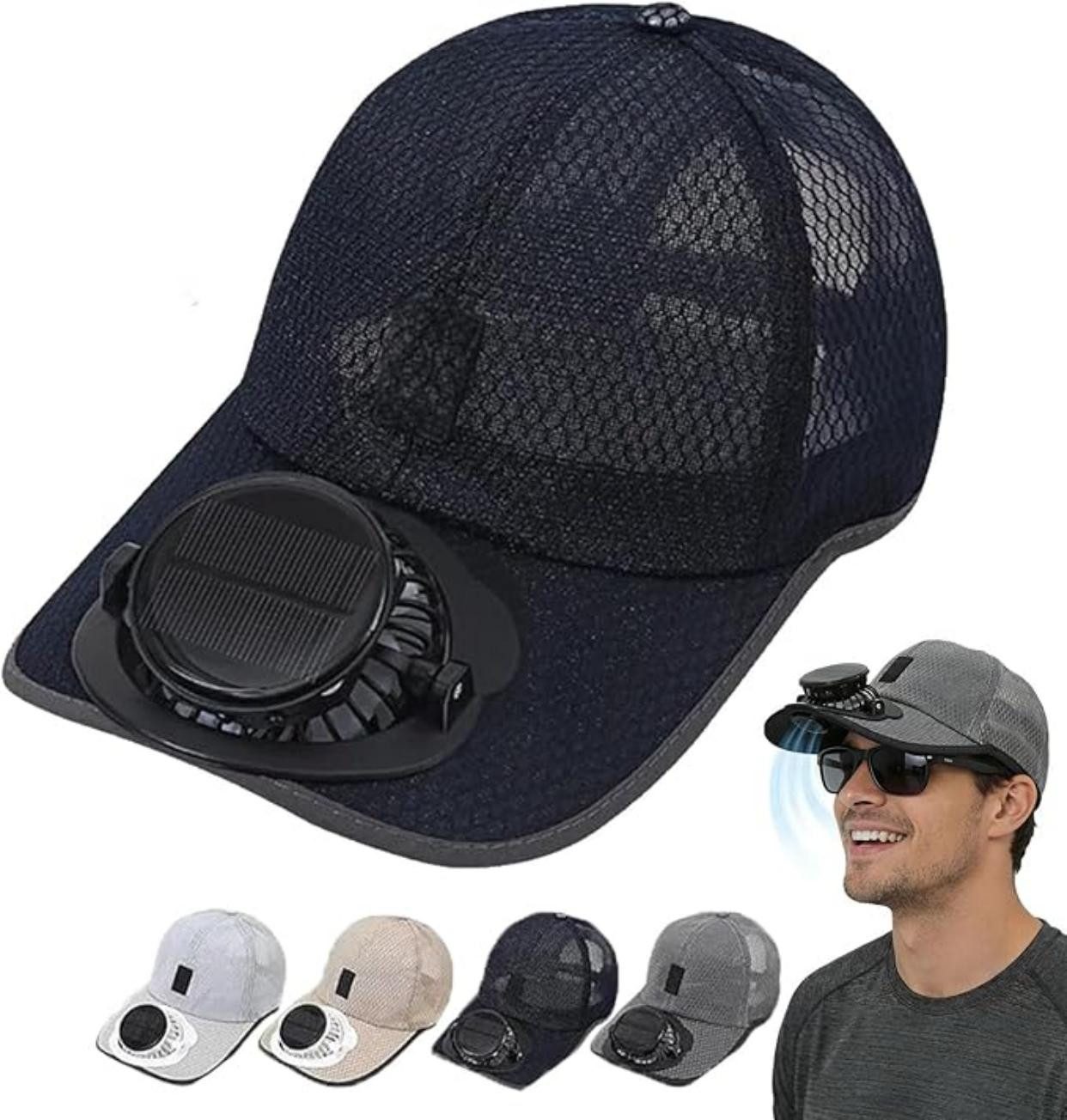 nsihing Baseball Cap Mit Solar Ventilator, Netzgewebe, 180° Verstellbare Windrichtung