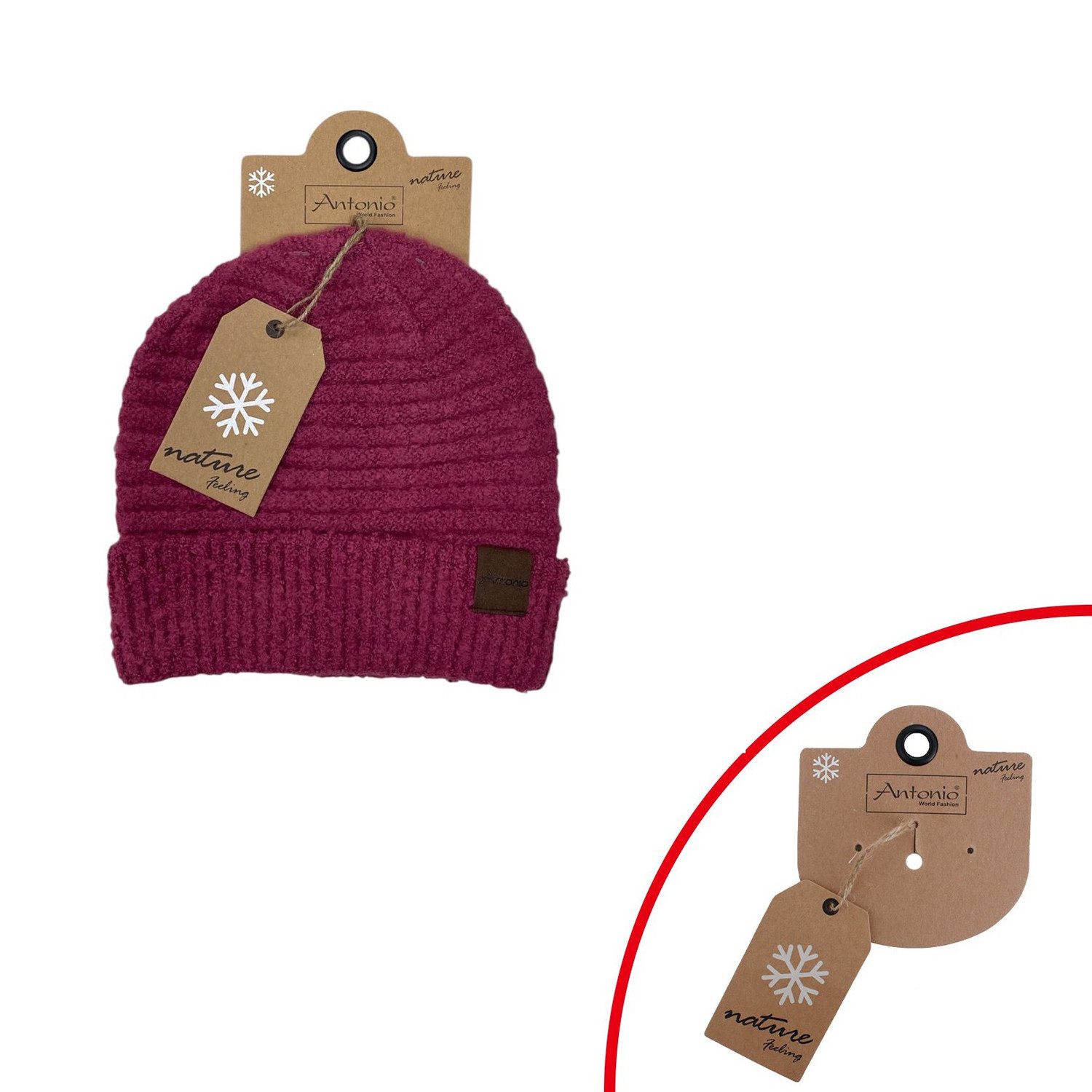 Antonio Strickmütze Antonio Damen Strick Mütze Bouclé Beanie berry (1-St)