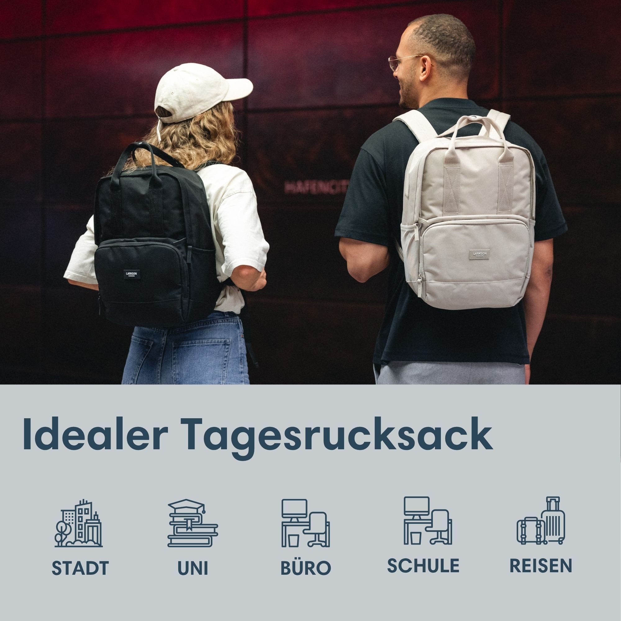 LARKSON Cityrucksack No 6 Laptop Rucksack Damen Herren (1-tlg), Tagesrucksack, Laptopfach, Wasserabweisend