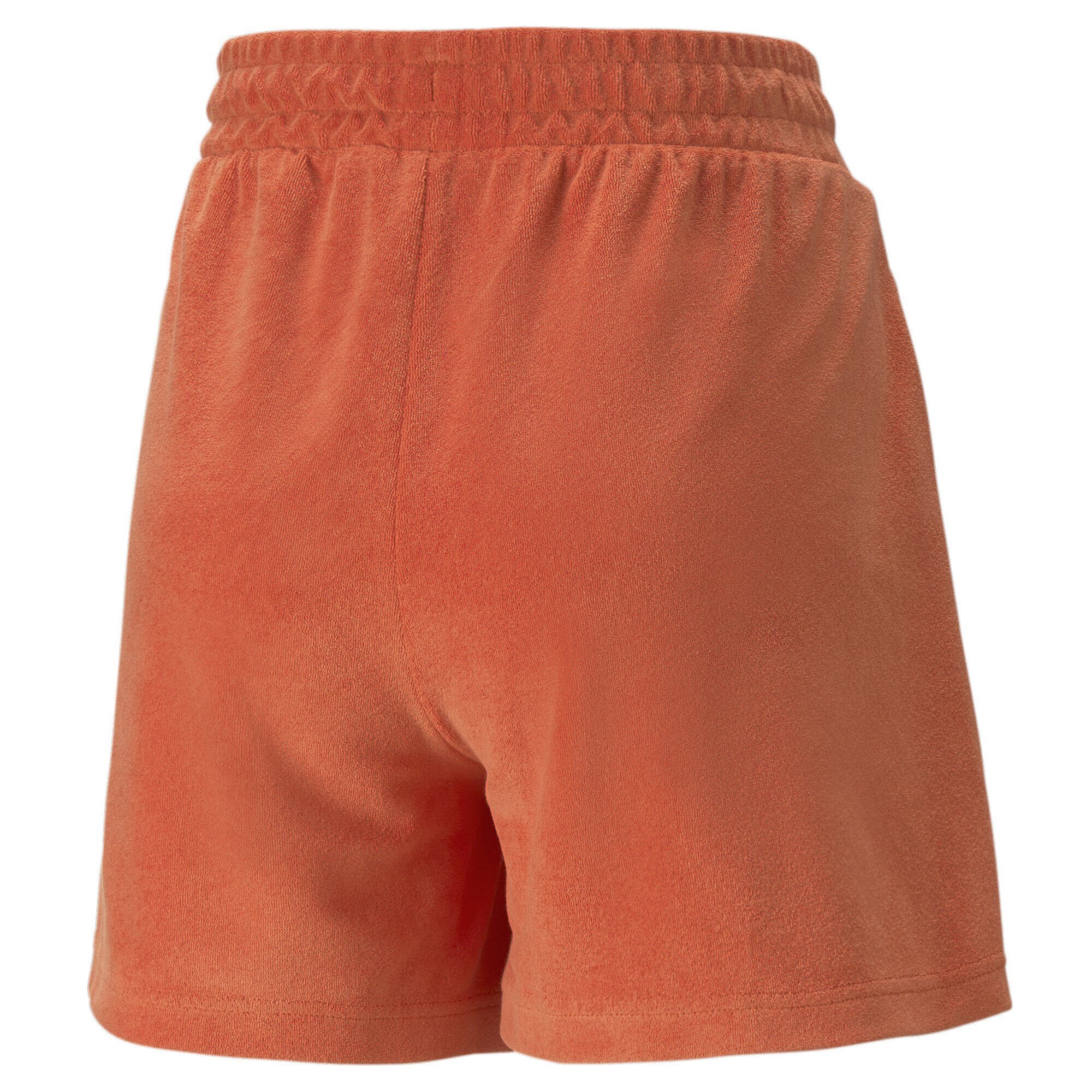Chili Orange PUMA Damen Classics Powder Sporthose Frottee-Shorts