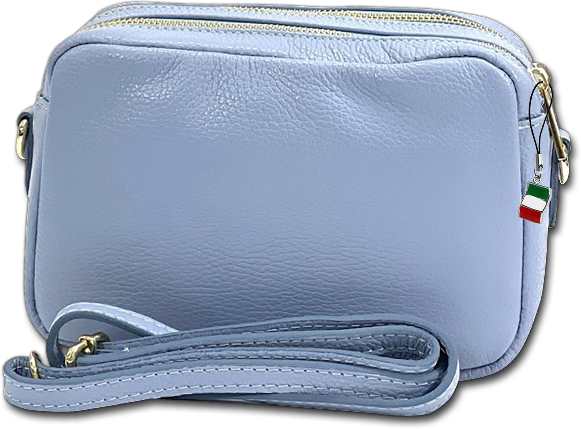 FLORENCE Umhängetasche Florence Umhängetasche Damen Tasche (Umhängetasche, Umhängetasche), Damen Umhängetasche Leder, hellblau, Größe ca. 22cm