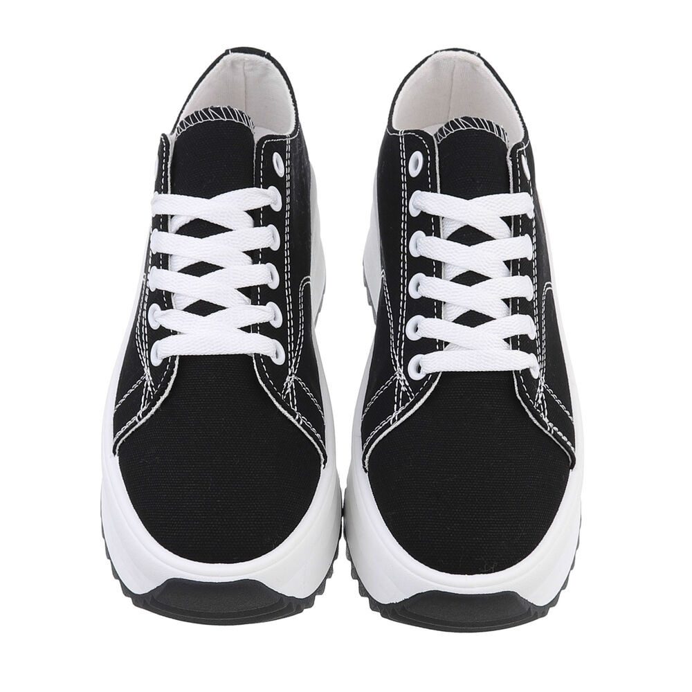 Ital-Design Modischer Plateau Sneaker für Damen in Schwarz Sneaker (85960138) Flach Sneakers Low in Schwarz