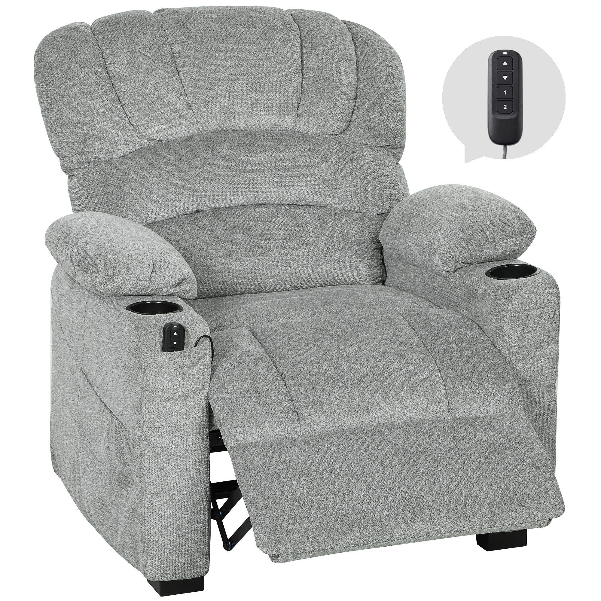 HOMCOM Relaxsessel Elektrischer Fernsehsessel TV Sessel mit Liegefunktion (Set, 1-St., 1), 2 Memory-Positionen, USB, leiser Motor