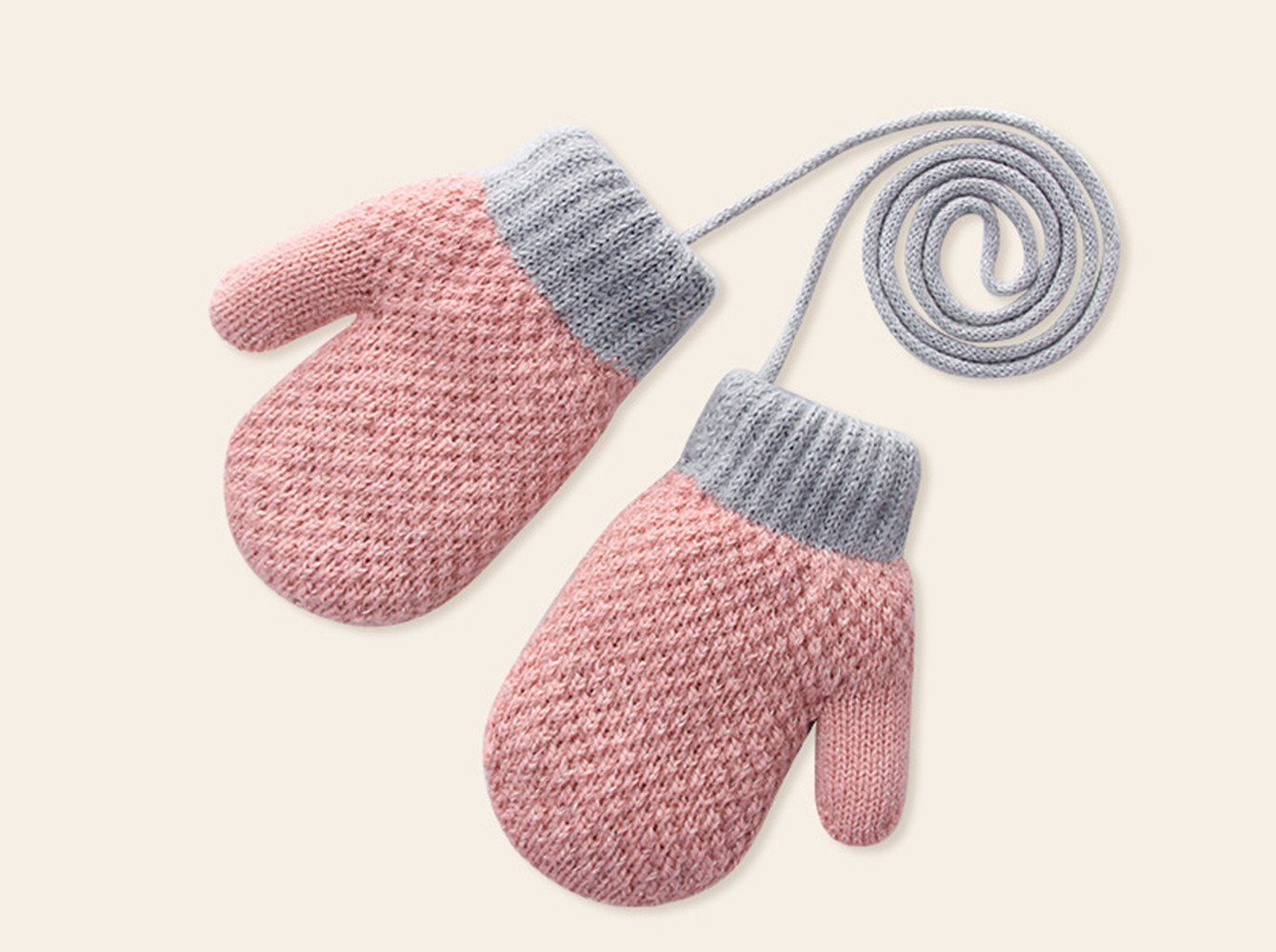 XDeer Варежки Baby Перчатки, Варежки Kinder Winterhandschuhe Warm Strickhandschuhe mit Schlüsselband für 1-3 Jahre Mädchen Junge