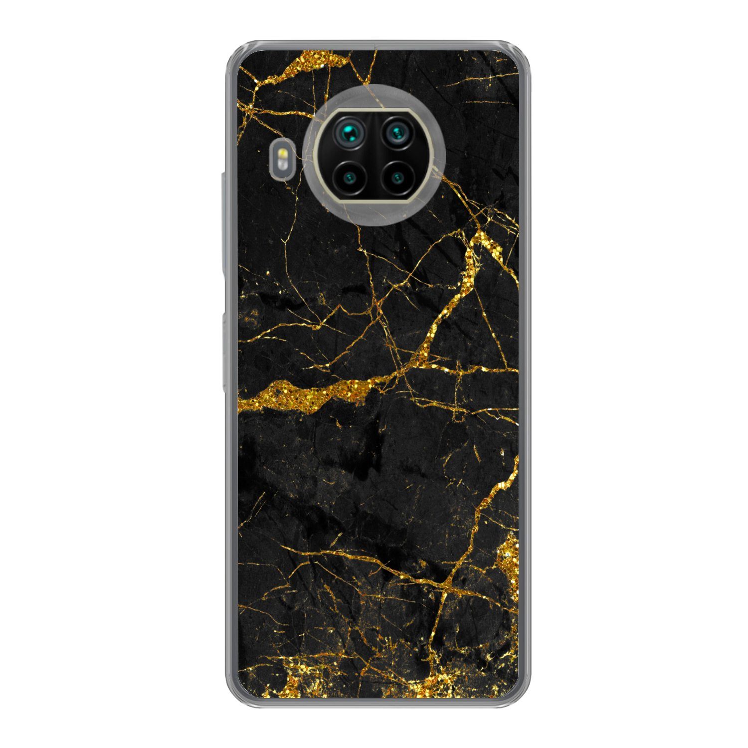 MuchoWow Handyhülle für Xiaomi Mi 10T Lite 5G Marmor - Gold - Schwarz - Marmoroptik - Luxu, Phone Case, Silikon, Schutzhülle Dünn