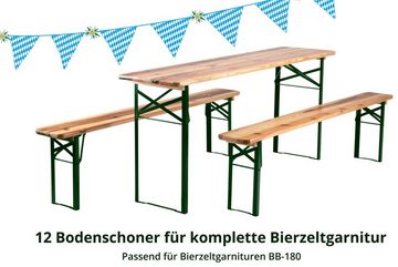 Stagecaptain Bierzeltgarnitur Bodenschoner 12er Set für Bierzeltgarnitur, (Kunststoff-Schutzecken, 12-tlg., Parkettschoner für 2 Bänke & 1 Tisch), gegen Kratzer & Schlieren