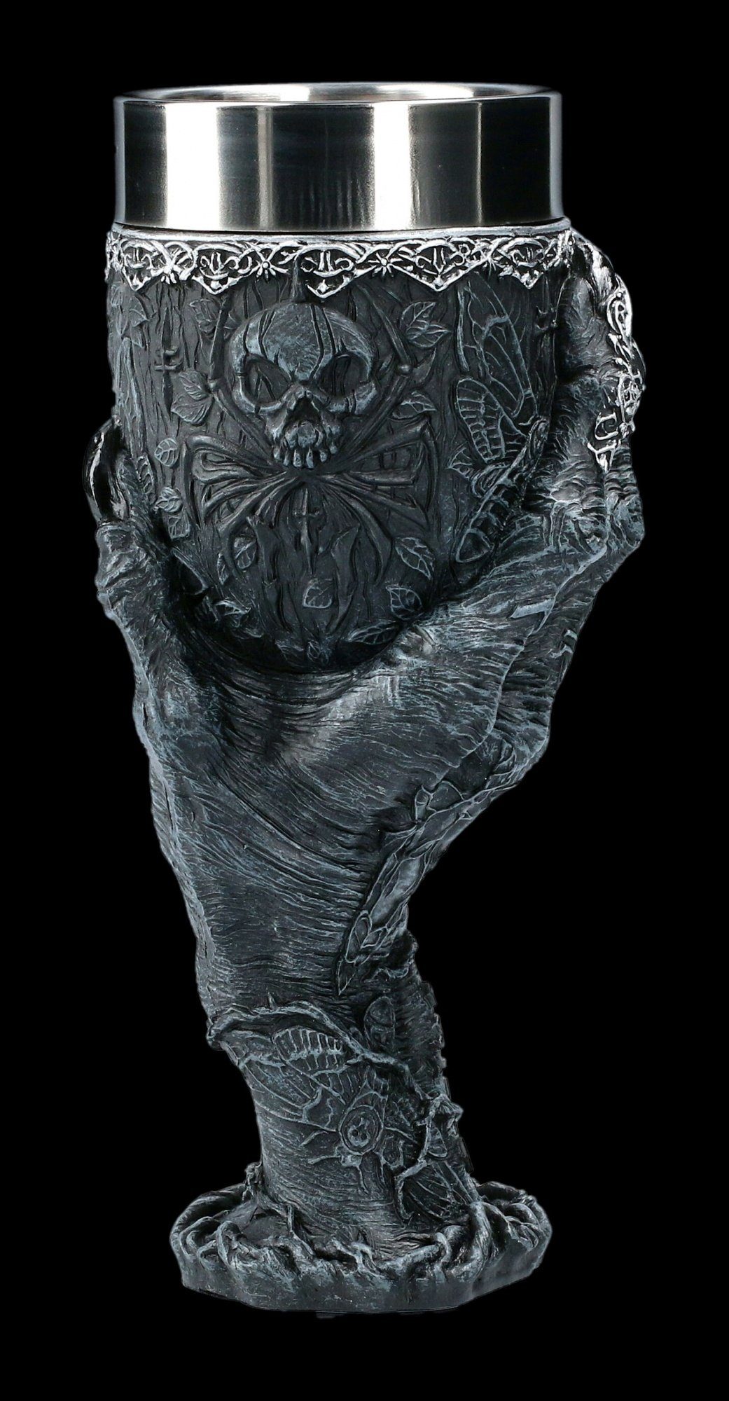 Figuren Shop GmbH Becher Kelch - Baphomet's Grasp - Nemesis Now Gothic Dekoration, Kunststein (Polyresin), Edelstahl