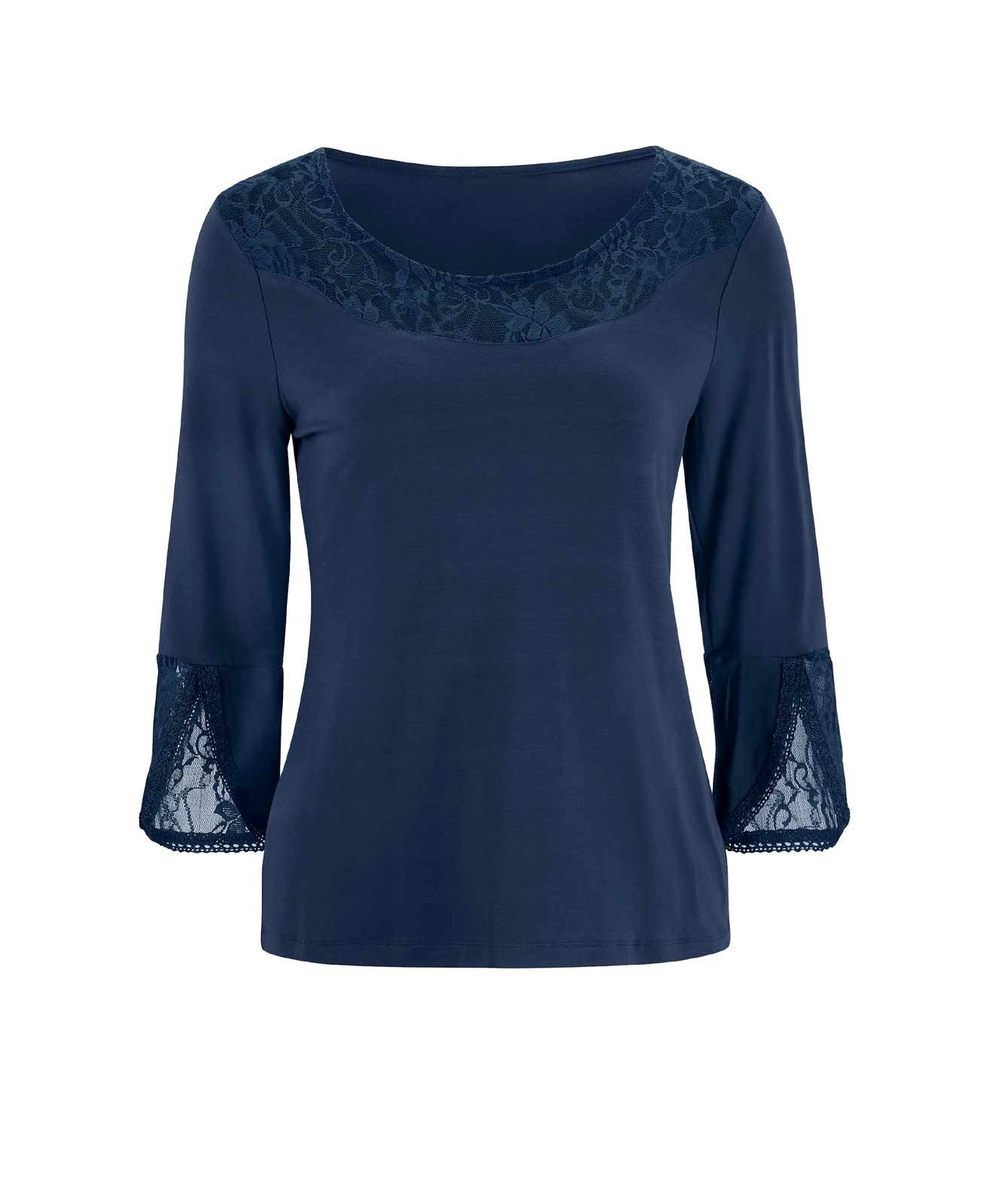 Ashley Brooke ASHLEY dunkelblau BROOKE Designer-Spitzenshirt, Damen heine by Rundhalsshirt