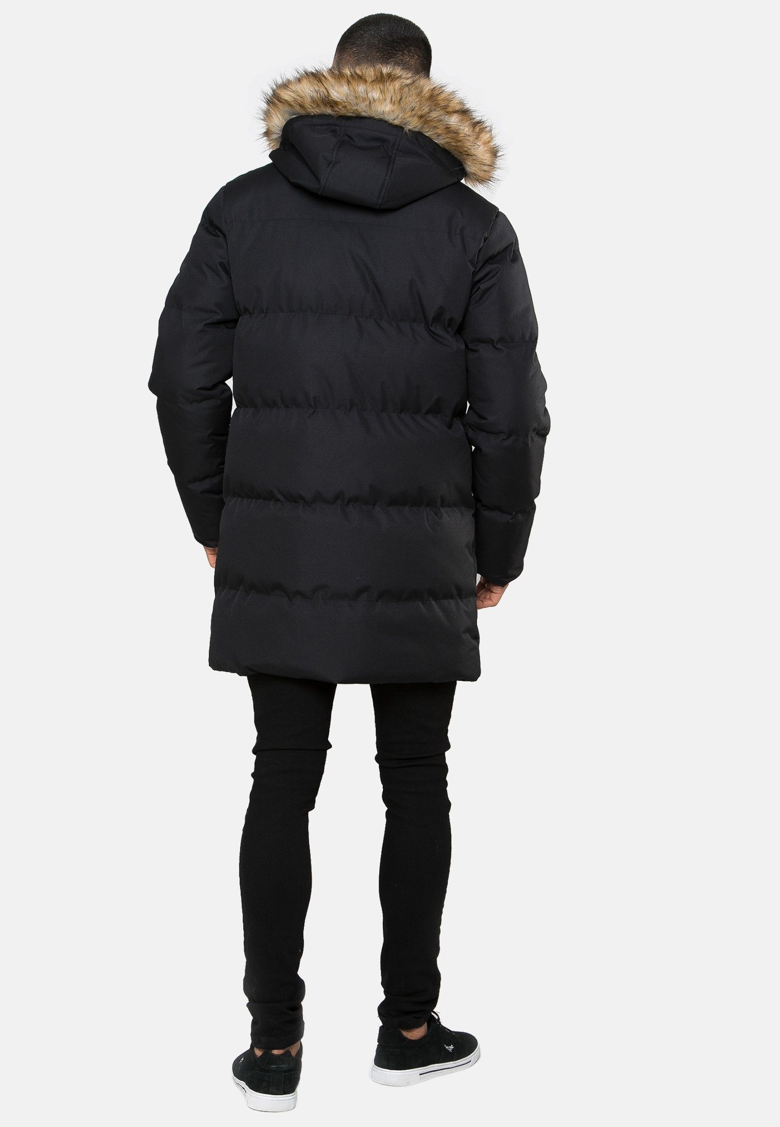 Recycled Threadbare schwarz (GRS) Black- Renfield Padded Longline Winterjacke THB Jacket zertifiziert Standard Global