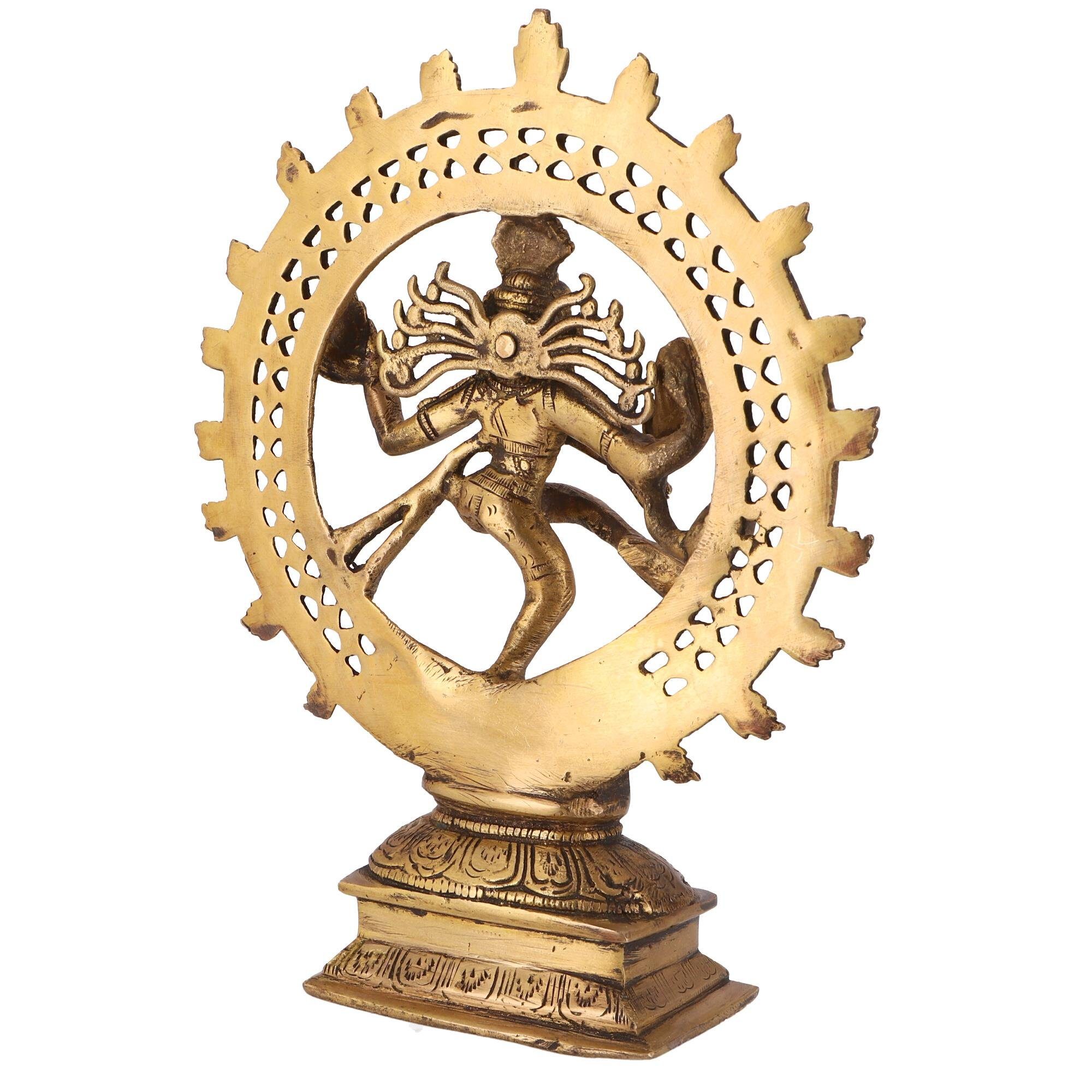 Statue Guru-Shop 29 cm.. Dekofigur Messingfigur, Shiva Feuerkranz im