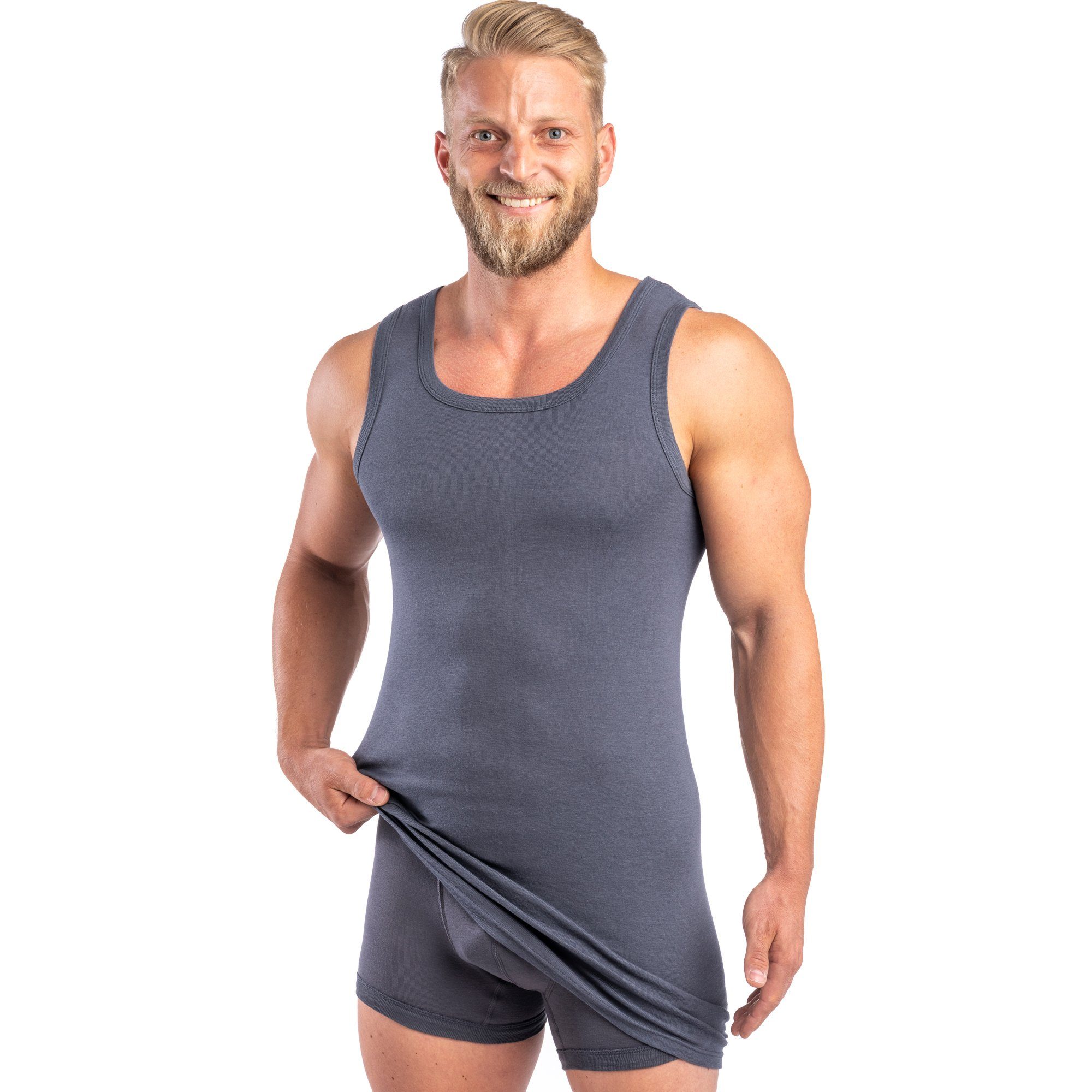 HERMKO Achselhemd 16027 Herren extralanges Unterhemd aus Baumwolle / Modal günstig online kaufen