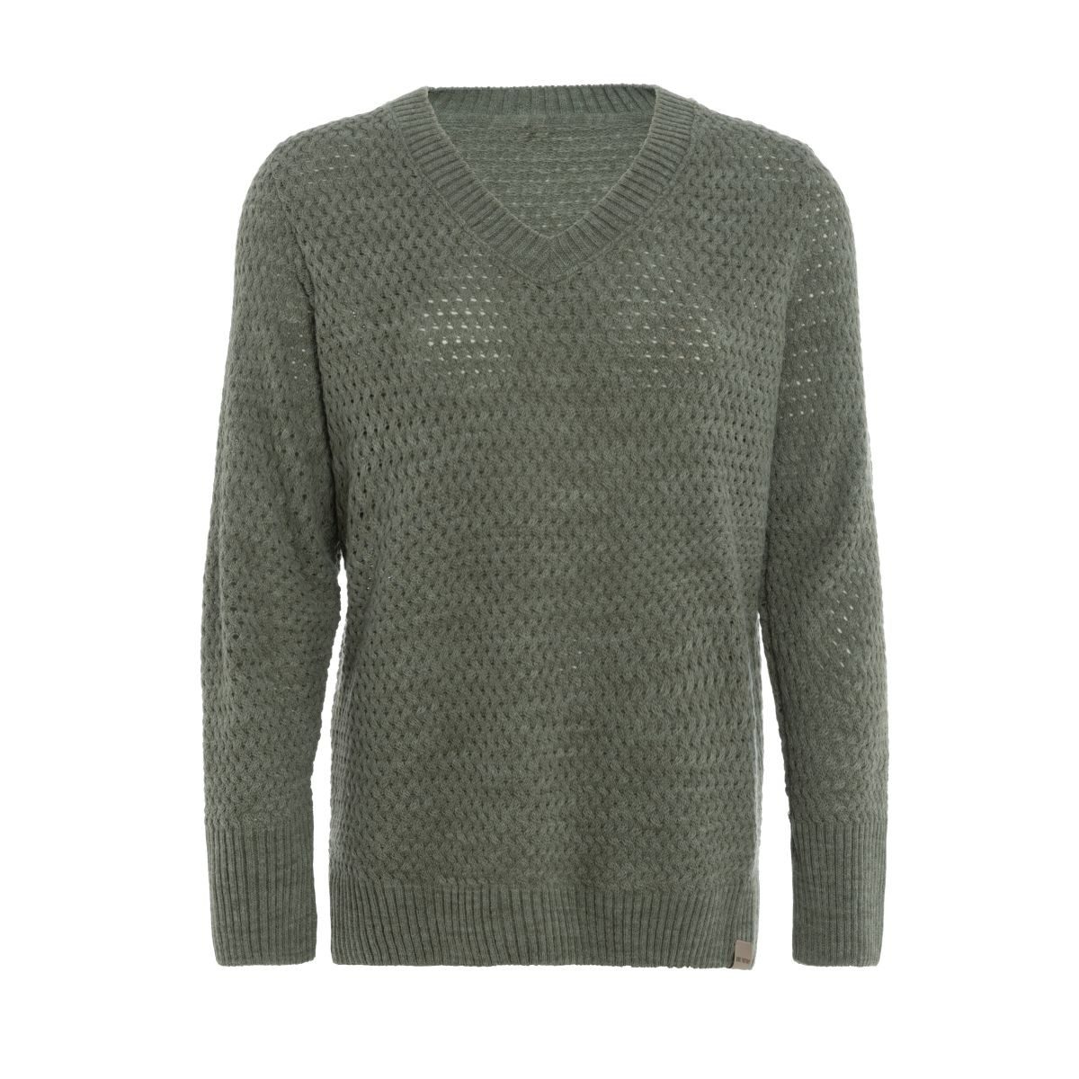 Knit Factory Strickpullover Ilse Strickpullover V-Ausschnitt Urban Green 40/42 (1-tlg)