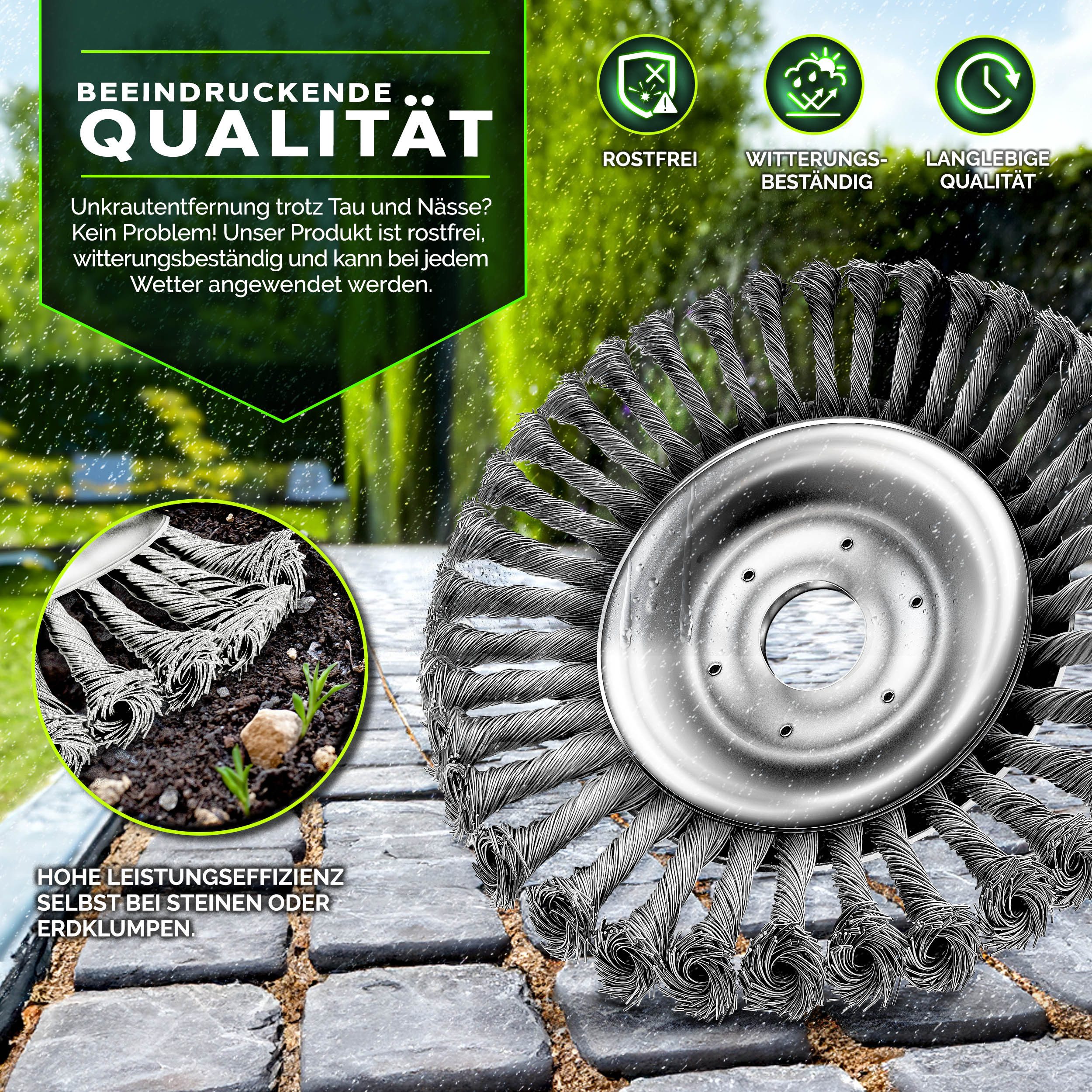 tillvex Benzin-Rasentrimmer tillvex® Unkrautbürste Wildkrautbürste Motorsense Freischneider, (Packung)