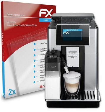 atFoliX Schutzfolie Displayschutz für DeLonghi ECAM610.55.SB, (2 Folien), Ultraklar und hartbeschichtet