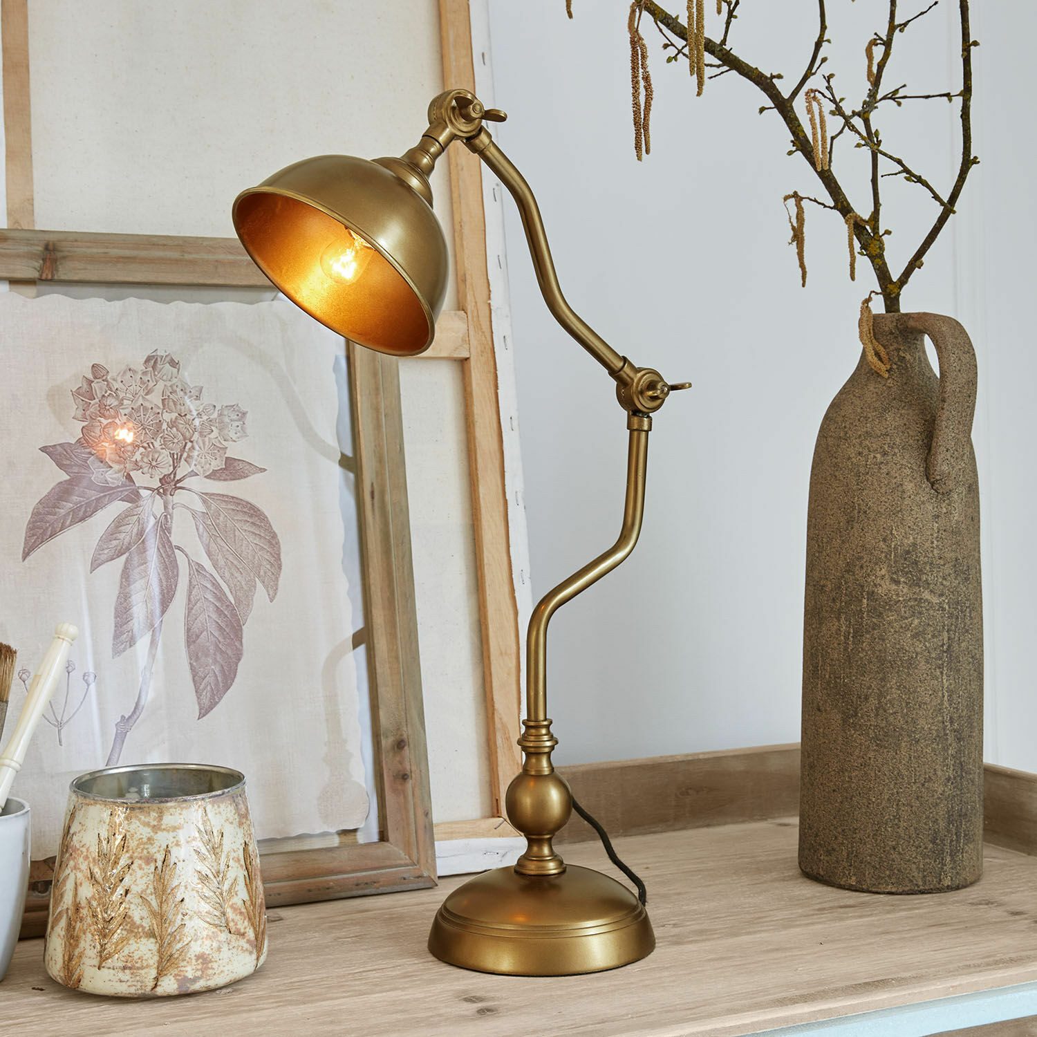 Mirabeau Tischleuchte Tischlampe Harrowden antikmessing