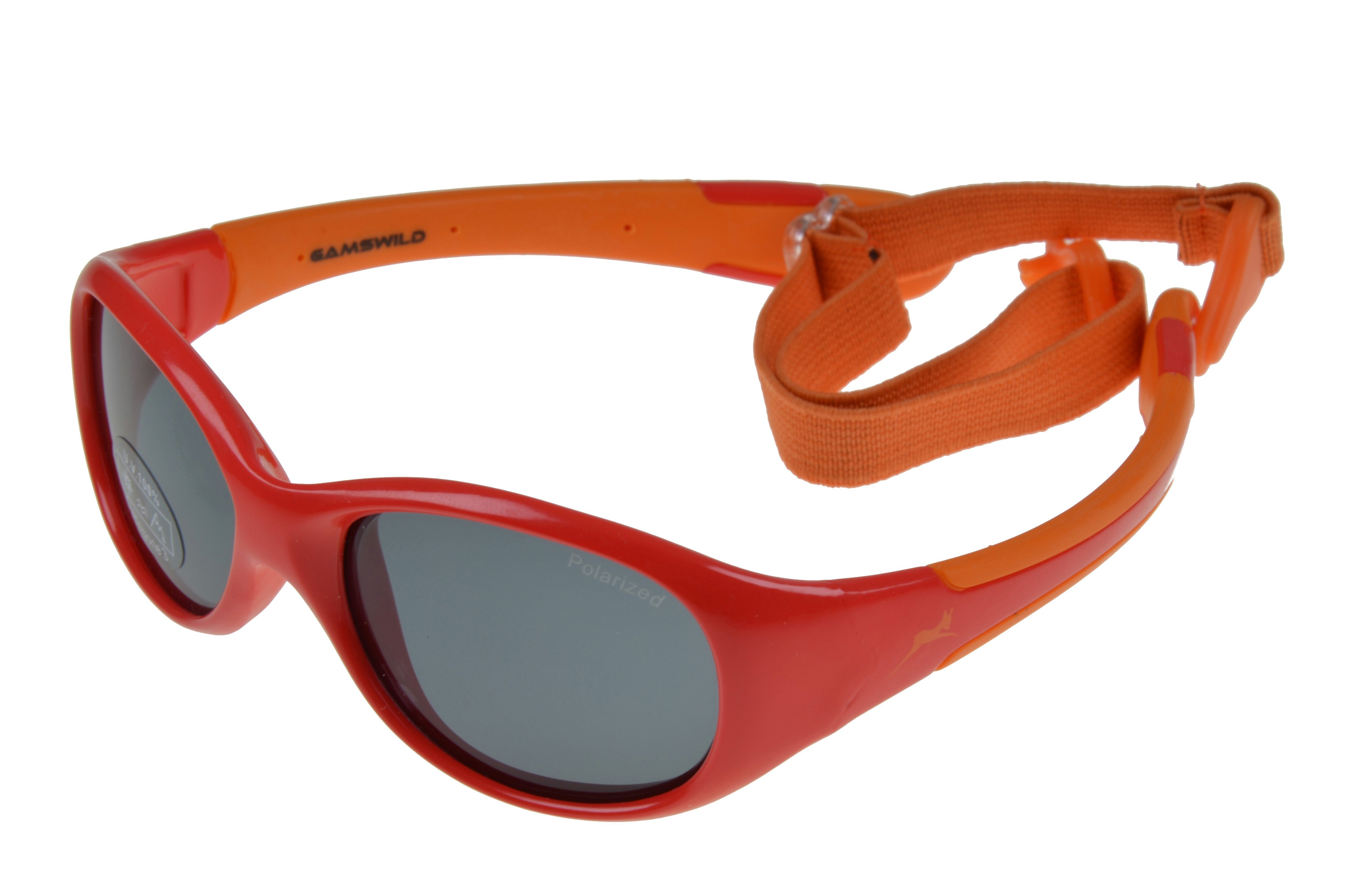 Gamswild Sonnenbrille UV400 GAMSKIDS Kinderbrille 2-5 Jahre Kleinkindbrille mit Brillenband Mädchen Jungen kids Modell WK5618 in rosa, grün, rot-orange