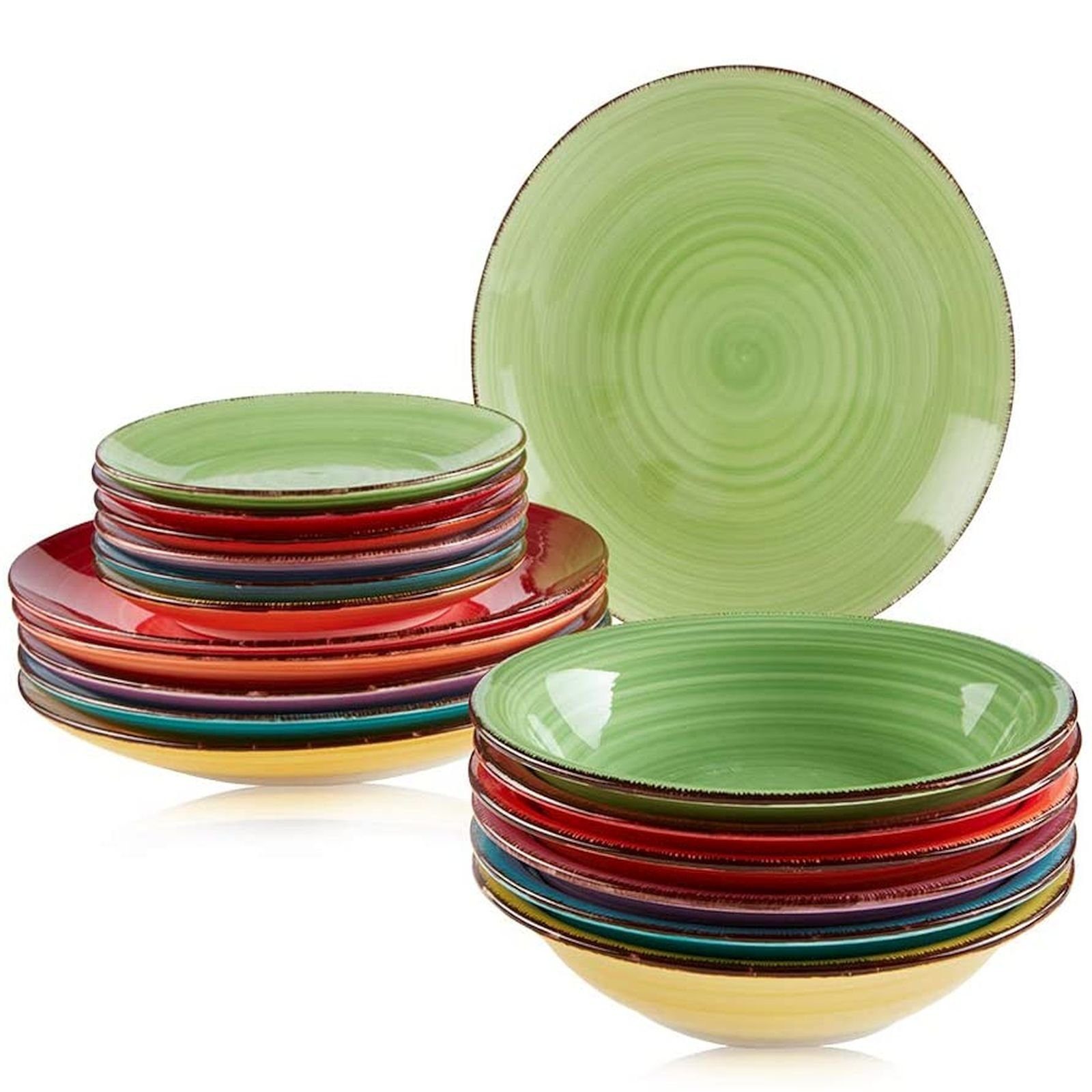 astor24 Teller-Set Speiseteller Essteller Suppenteller Kuchenteller (18-tlg), 6 Personen, hochwertige Keramik, hochwertiges Geschirr Set in PREMIUM Qualität