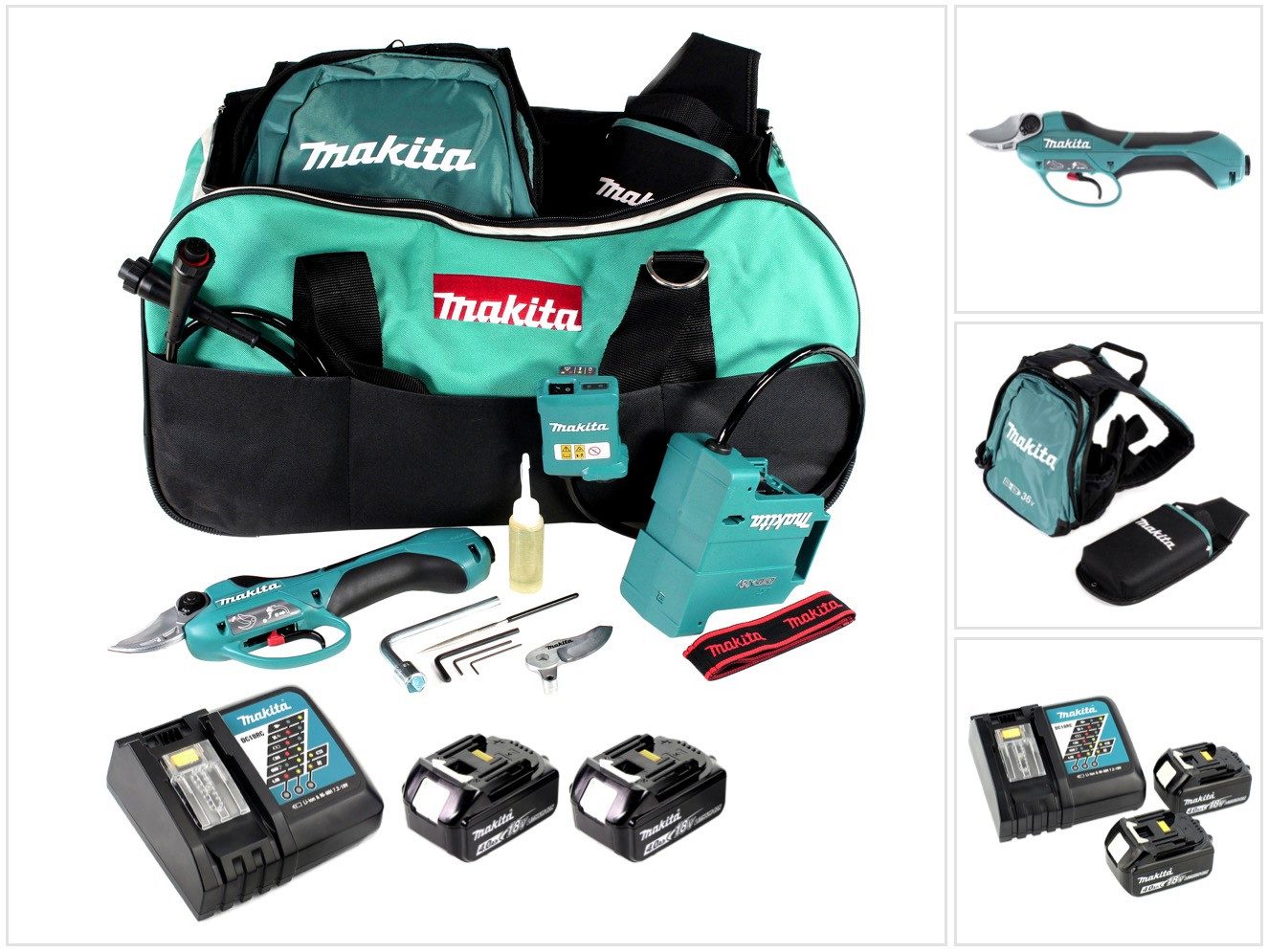 Makita Akku-Astschere DUP 361 RM Akku Rebschere Astschere 36 V (2x 18 V) + 2x Akku 4,0 Ah