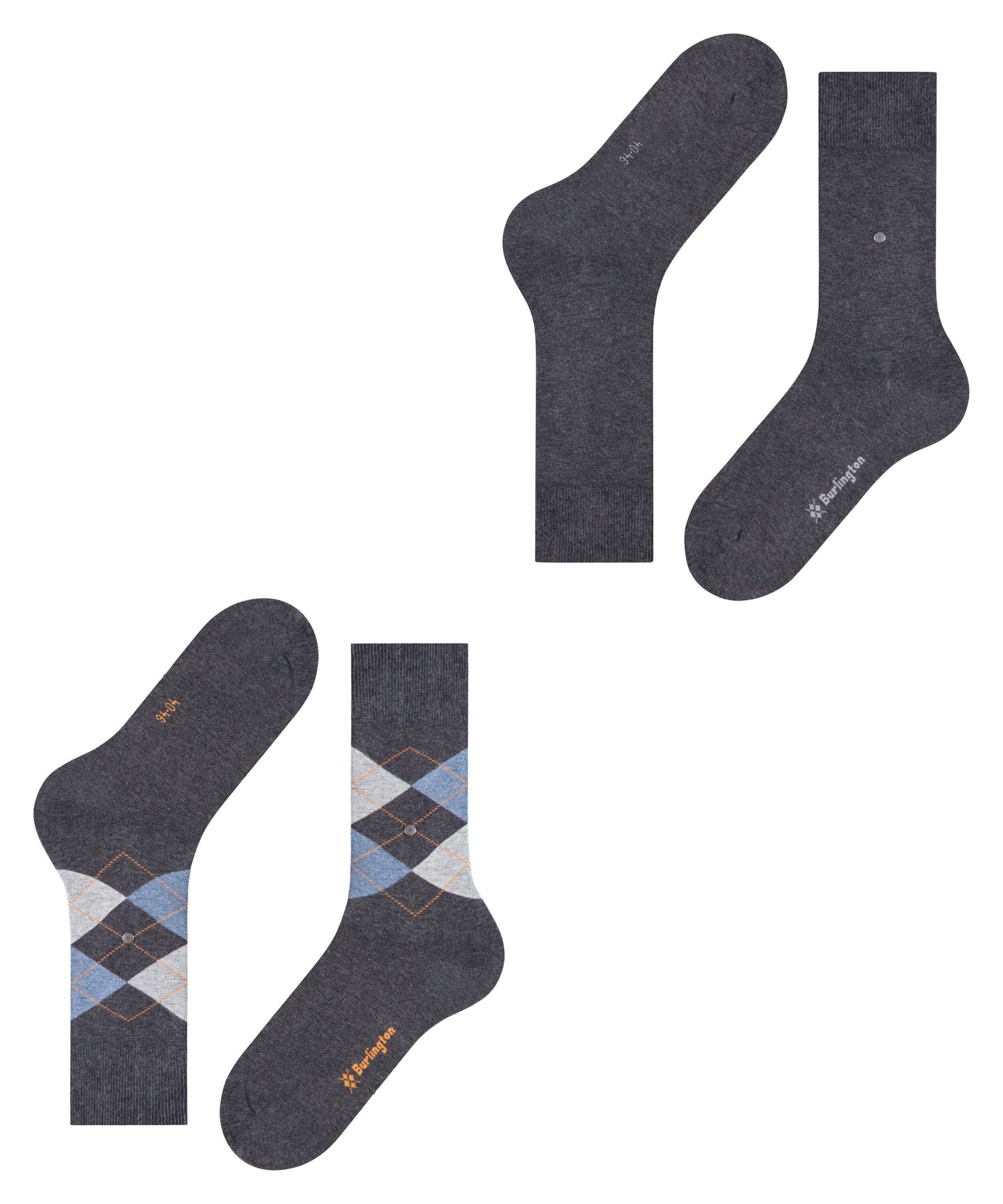 Burlington Socken Everyday Argyle Mix 2-Pack anthra.mel (3081) (2-Paar)