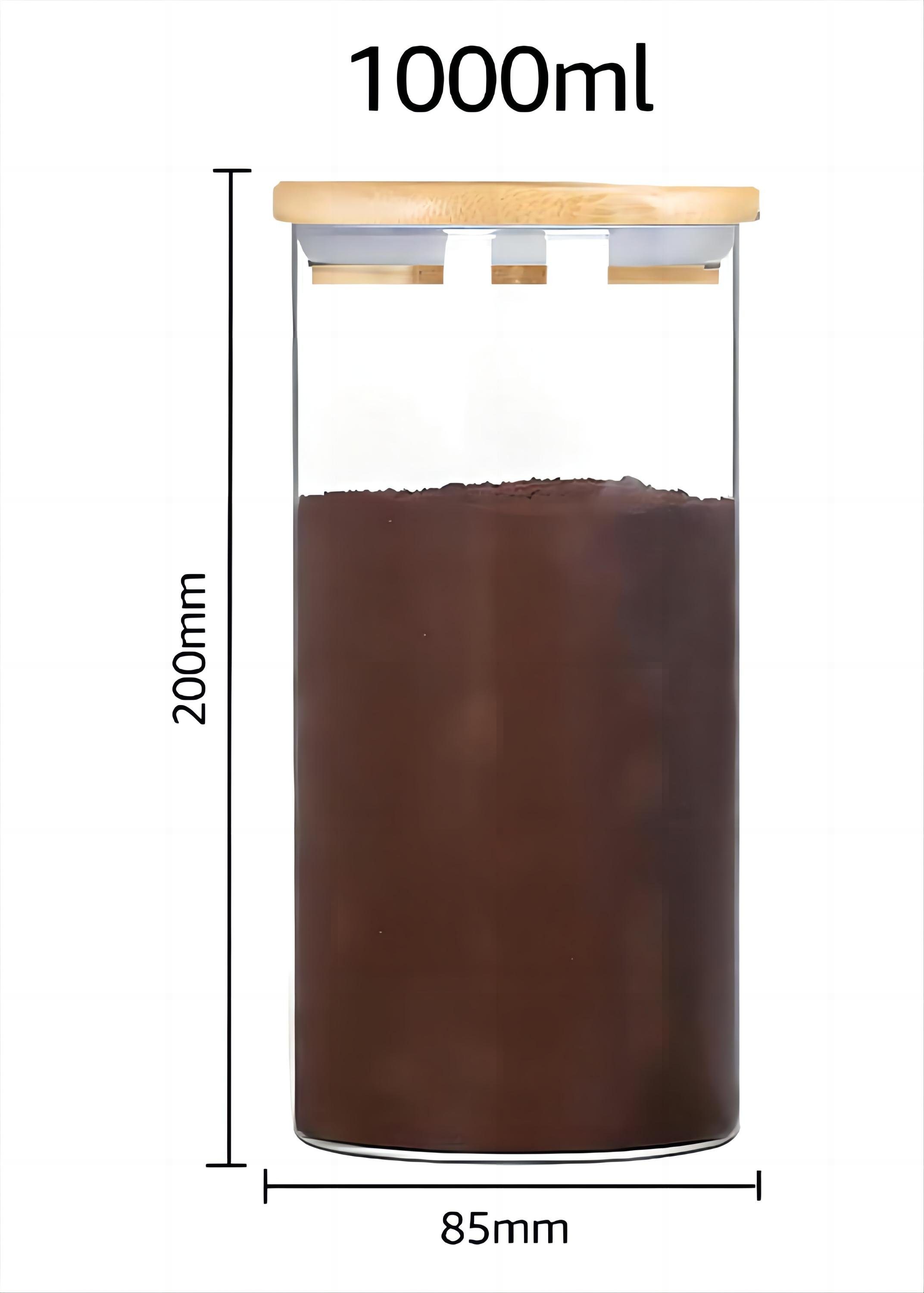 Vorratsglas, mit H20cm), D8,5cm Glasbehältern x set (10-tlg., Deckel Luftdichten 7Magic 1000ml