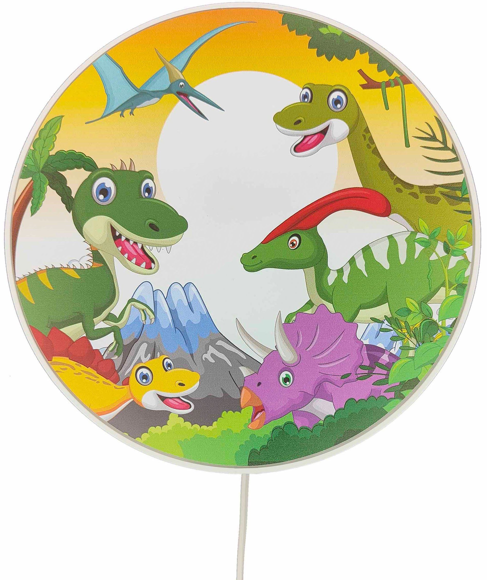 niermann Wandleuchte Dinos, Kinderlampe, Kinderzimmer, bruchsicheres Gehäuse