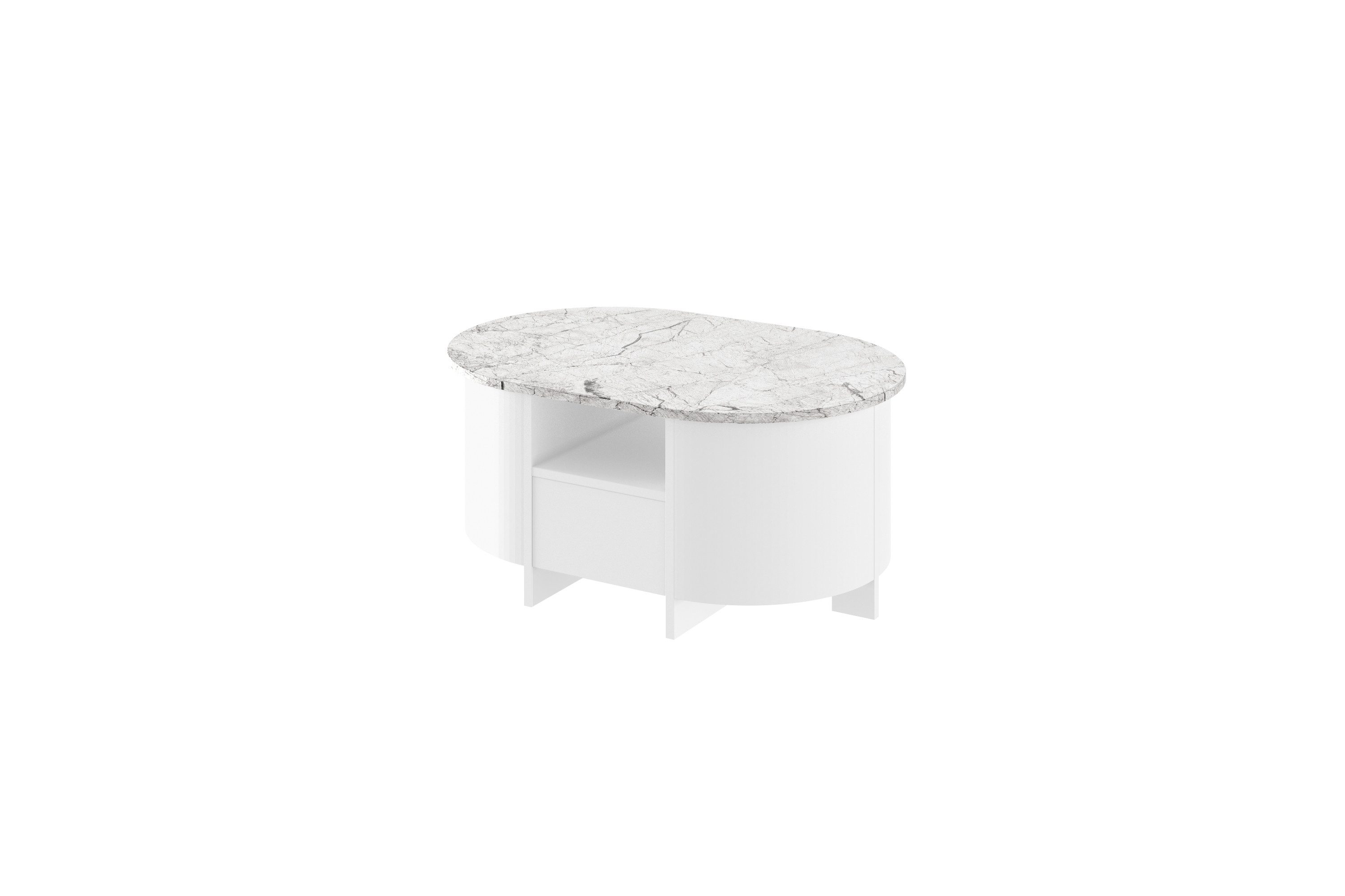 designimpex Couchtisch Design Couchtisch HCL-111 Oval Schublade Hochglanz Wohnzimmer Tisch