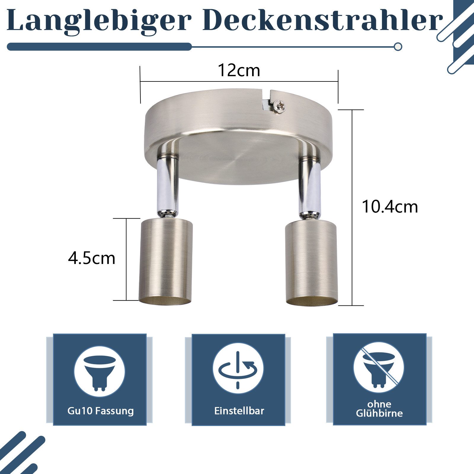 ZMH Deckenstrahler 2/3 Flammig 90° neigbar günstig online kaufen