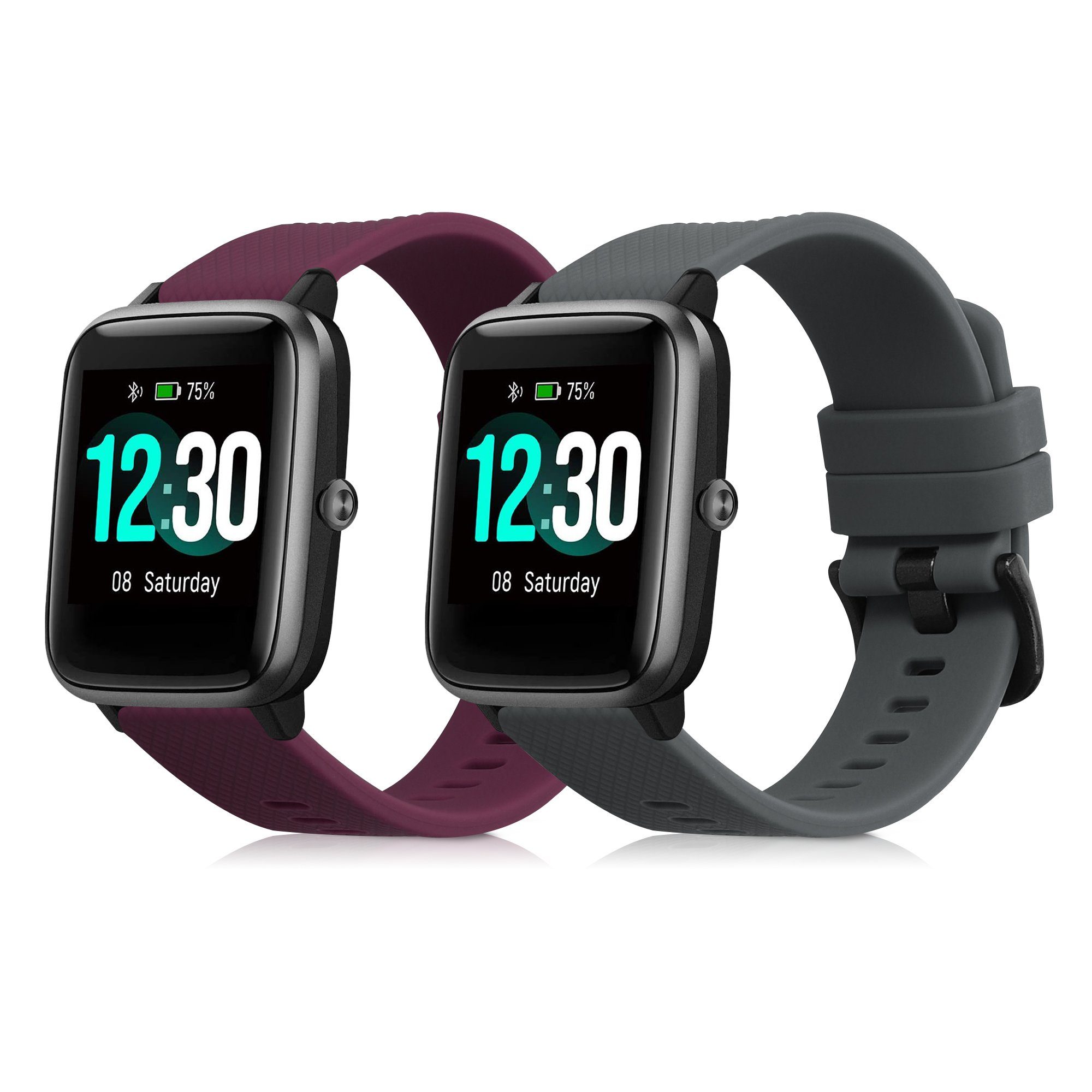 kwmobile 2x Uhrenarmband für Willful Fitnesstracker / Smartwatch Armband Smartwatch, 2-tlg., Fitnesstracker Band Set aus TPU Silikon - Ersatzarmband Smartwatch