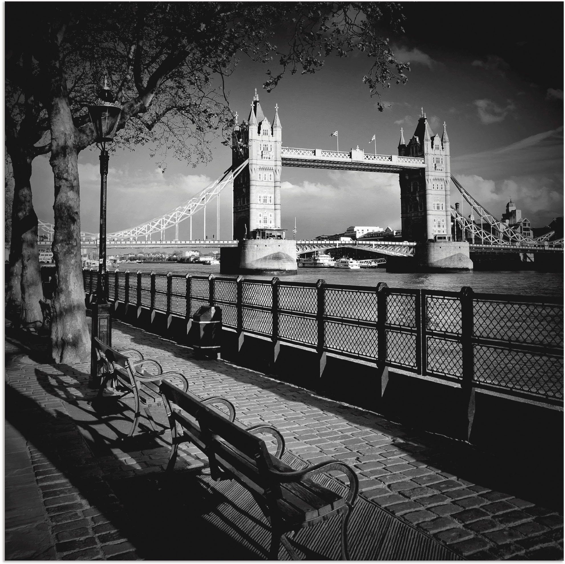 St), (1 oder Wandaufkleber Alubild, London Großbritannien Poster Am Ufer Größen Artland versch. Themse, der Wandbild als in Leinwandbild,
