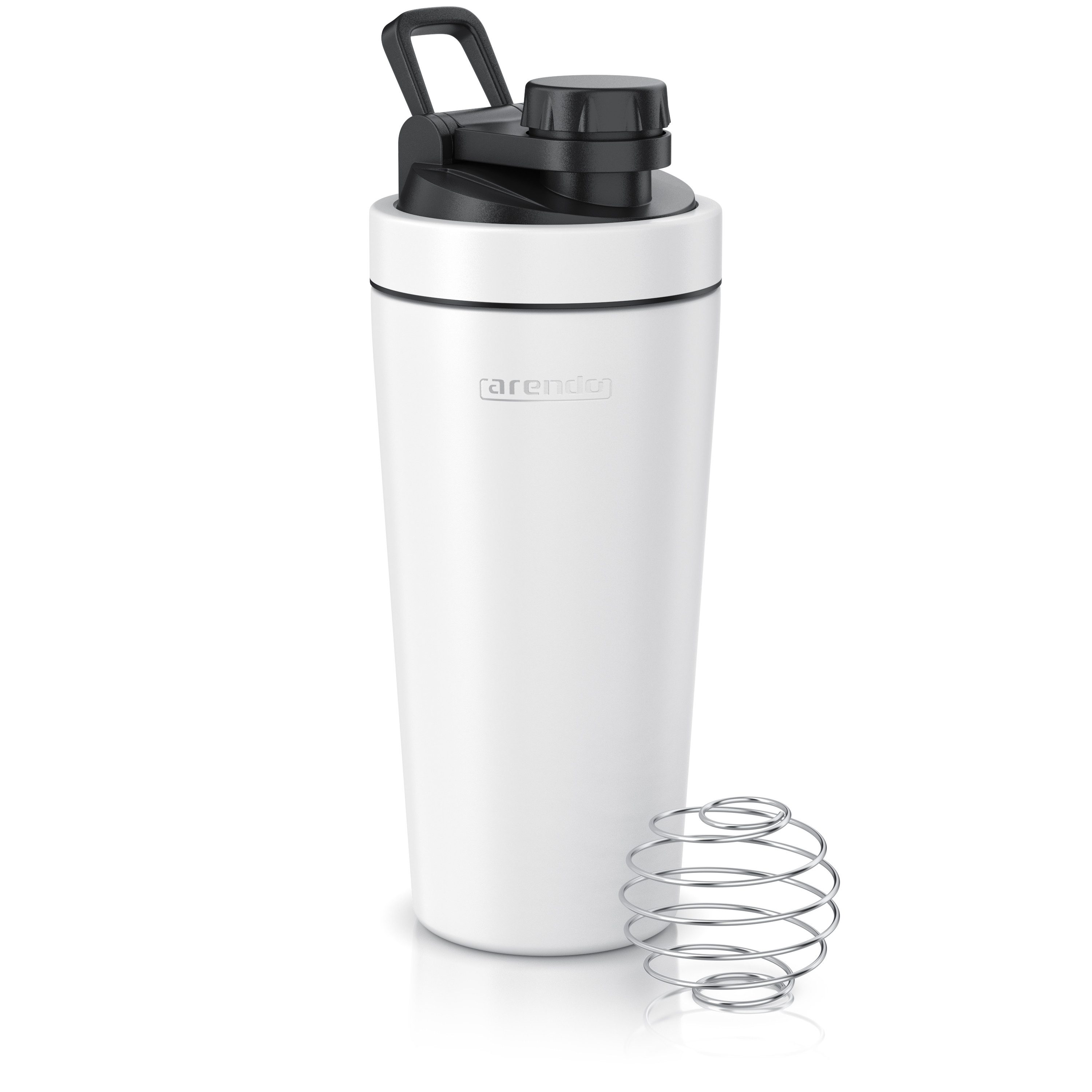 Arendo Protein Shaker Edelstahl Eiweißshaker 750 ml, verschließbar, bruchfest, BPA-frei, Edelstahl, auslaufsicher, spülmaschinengeeignet, mit Tragegriff und Mixball