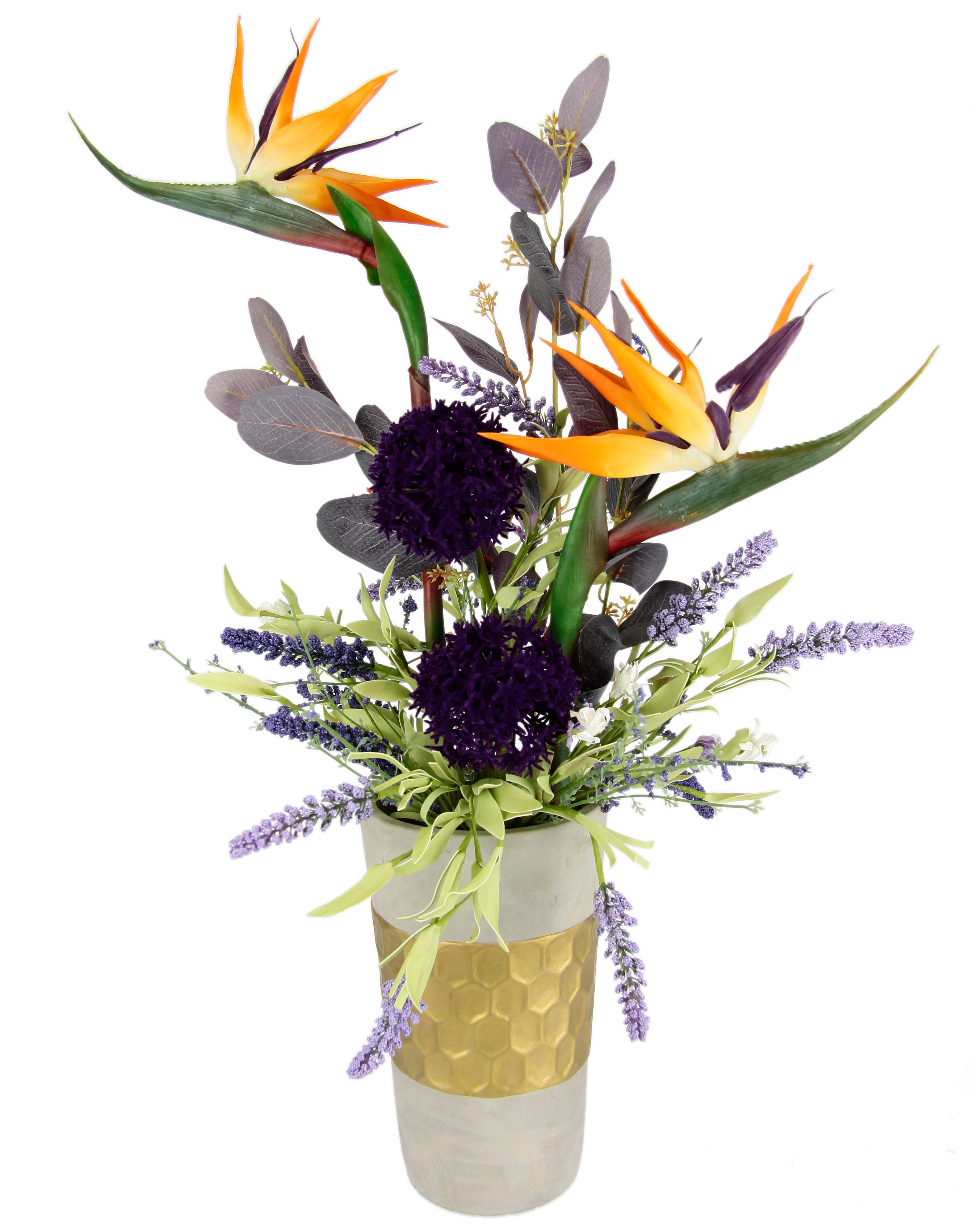 Kunstblume Gesteck aus Strelitzie, Allium und günstig online kaufen
