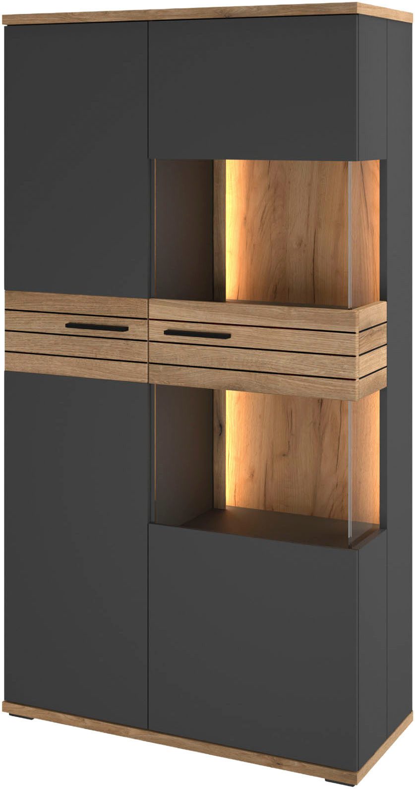 set one by Musterring Vitrine Quincy (1-St) Mit Glas und LED, in Anthrazit/Lichtgrau erhältlich, 80 cm breit