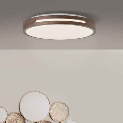 Lightbox Deckenleuchte, Dimmfunktion, LED fest integriert, Warmweiß, moderne LED Deckenlampe, in 3 Stufen dimmbar - Holz/Kunststoff/Metall - 39cm Durchmesser