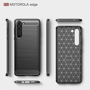 CoverKingz Handyhülle Motorola Edge Handyhülle Silikon Case Cover Bumper Hülle Carbonfarben 17,02 cm (6,7 Zoll), Handyhülle Bumper Silikoncover Softcase Carbonfarben