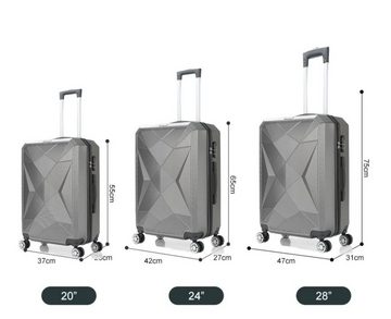 KESSMANN Kofferset Hartschalenkoffer Set 3 Teilig Kofferset S-M L XL mittel groß Koffer, 4 Rollen, (Koffer-Set, 3 tlg., Leichtgewicht Rollkoffer 360° Rollen Reisen Urlaub Reisekoffer Set), Trolley Gepäckset Hartschalenkoffer Urlaubskoffer Handgepäck Organizer