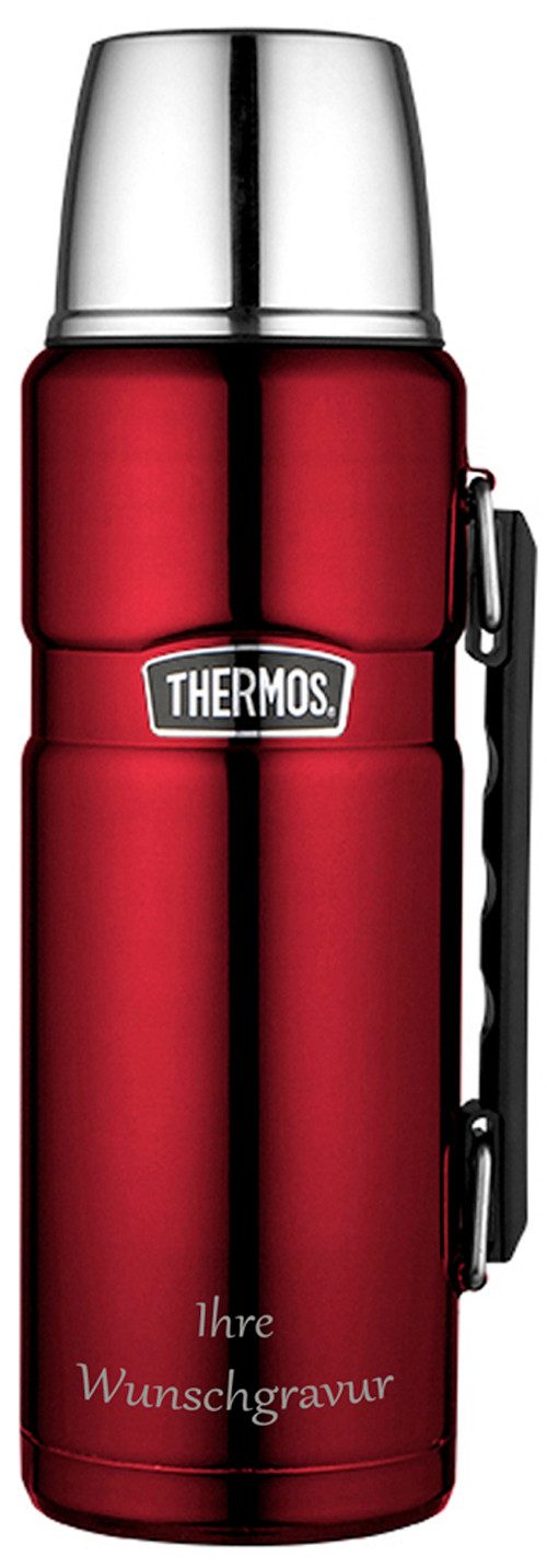 THERMOS Thermoflasche, Isolierflasche 'King' 1,2 L, rot, mit persönlicher Wunschgravur