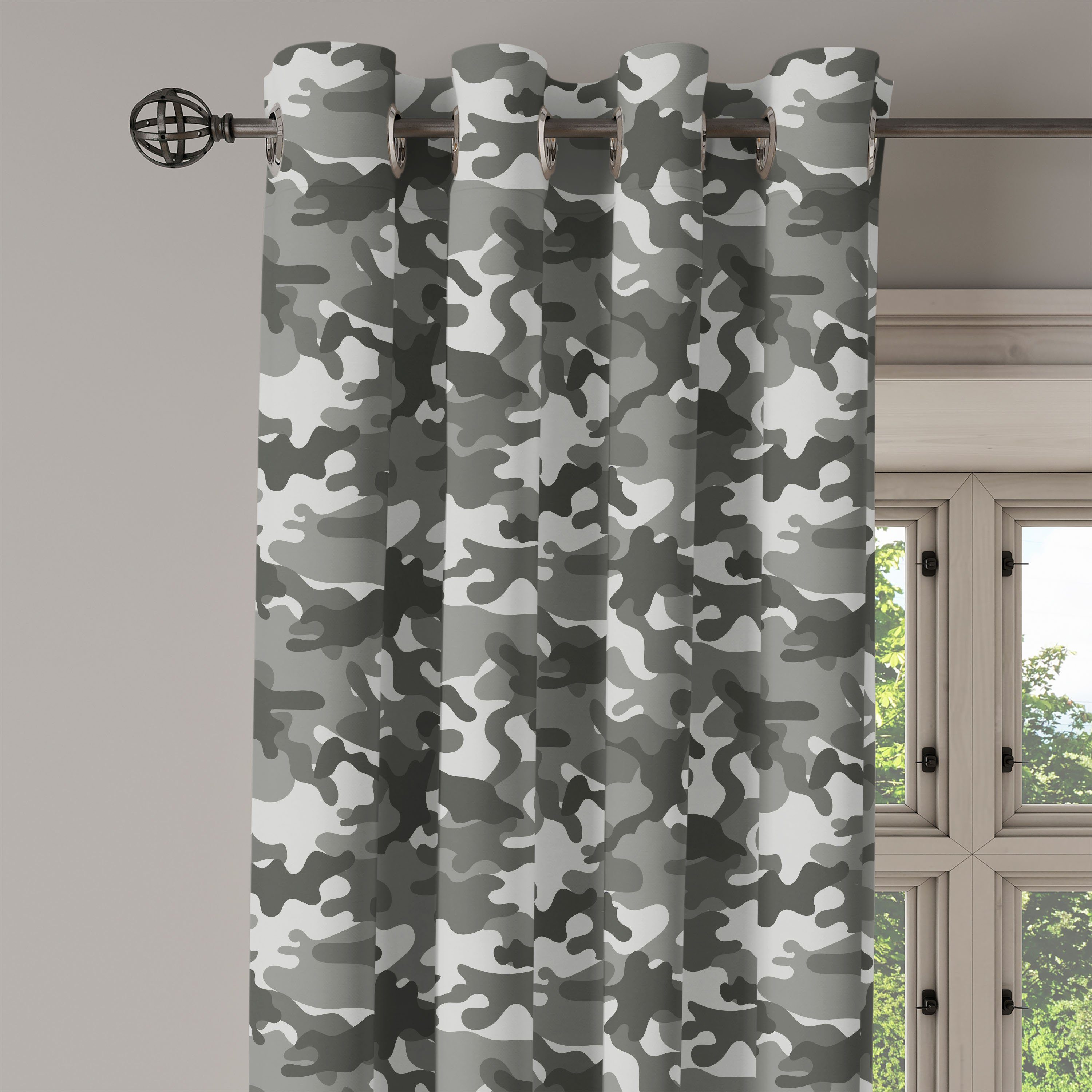Gardine Dekorative 2-Panel-Fenstervorhänge Farbtöne Abakuhaus, für Tarnen Wohnzimmer, Grau Schlafzimmer