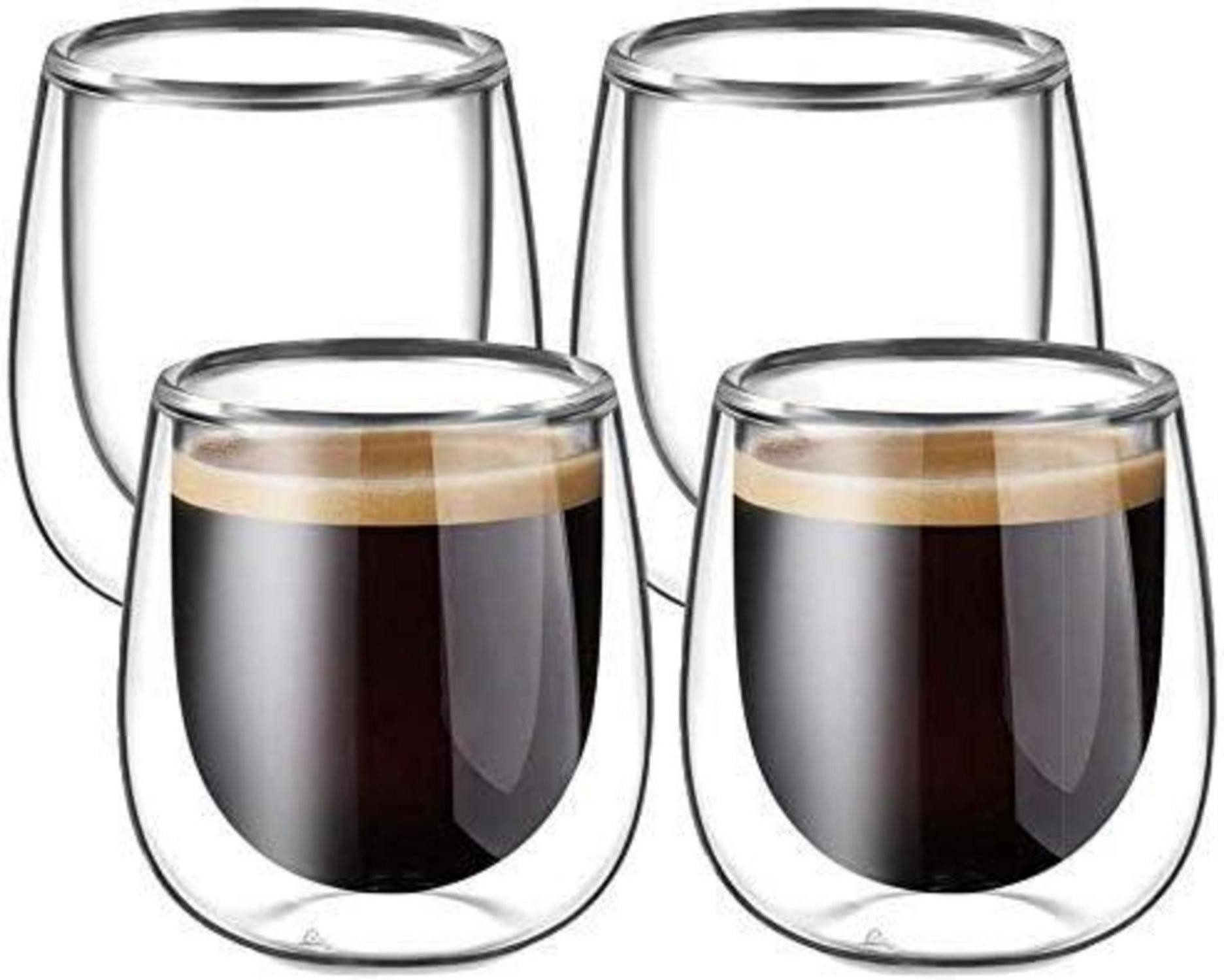 Espressoglas Doppelwandige Espresso Gläser 100ml 4er Set Borosilikatglas