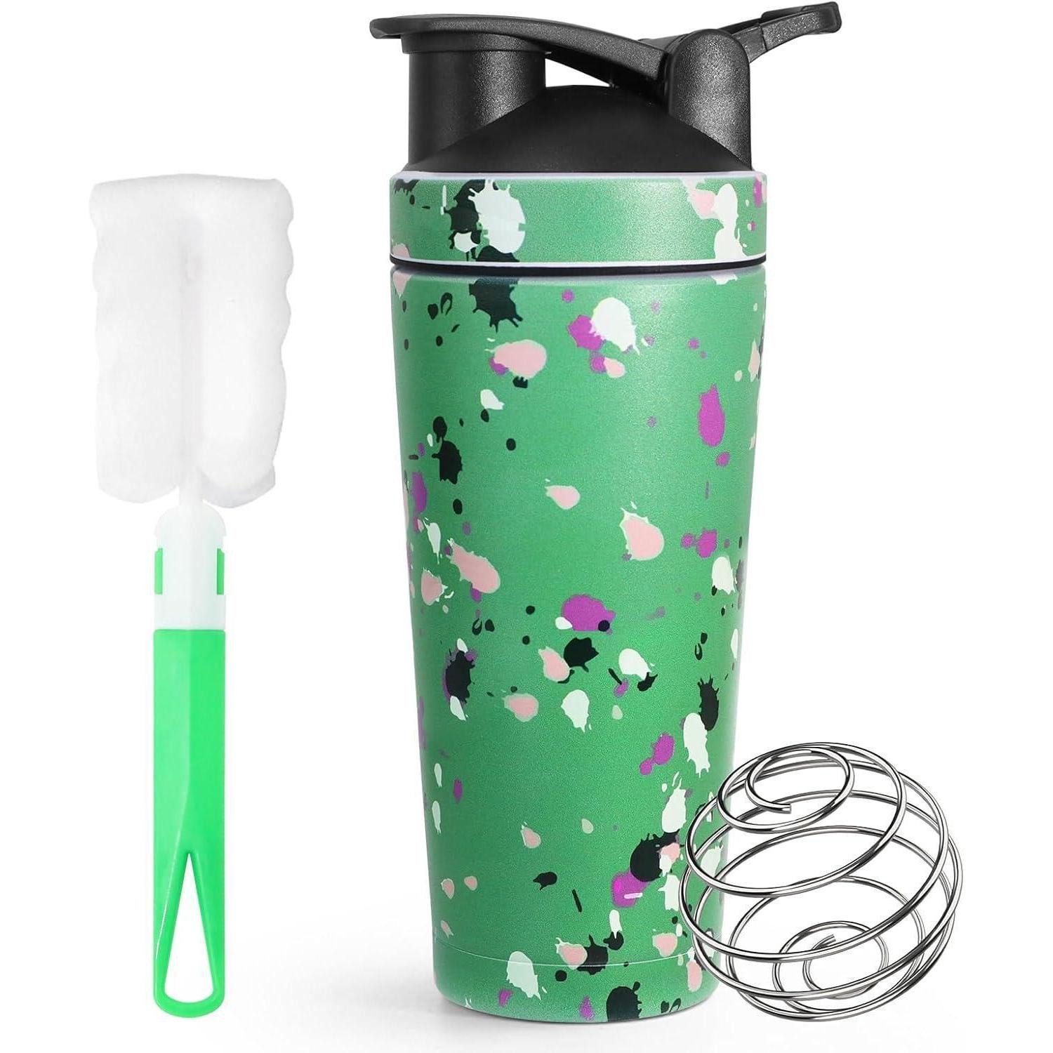 Protein Shaker Edelstahl Protein Shaker 750ml BlenderBall Isoliert Grüner Fleckfrei