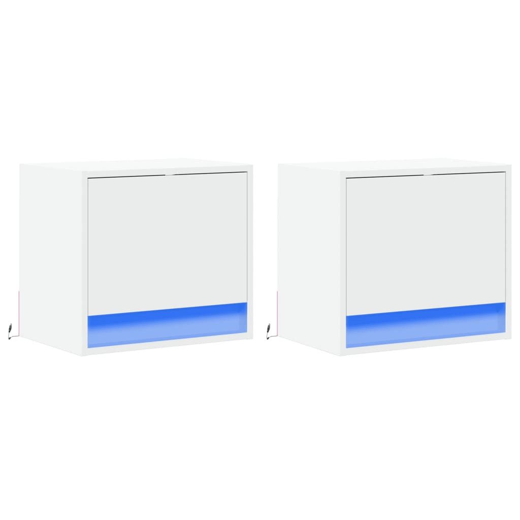 vidaXL Nachttisch Wand-Nachttische mit LED-Leuchten 2 günstig online kaufen