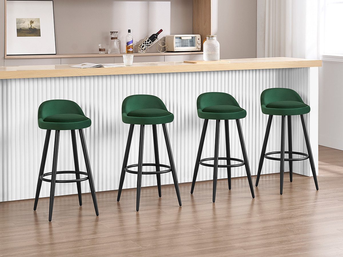 Woltu Barhocker (1 St), Barstuhl Hocker mit Fußstütze aus Samt Metall dunke günstig online kaufen