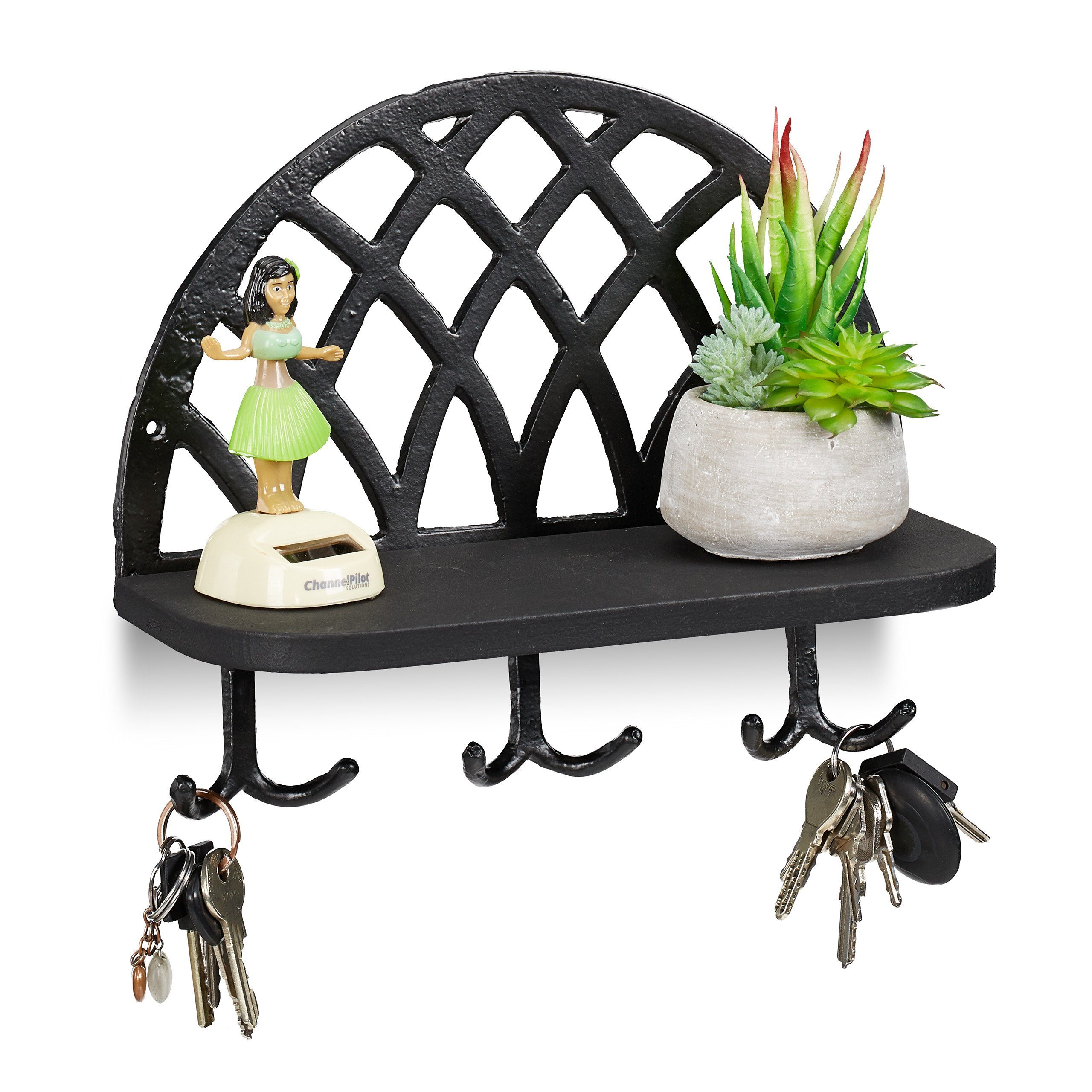 relaxdays Schlüsselbrett mit Ablage, schwarz günstig online kaufen