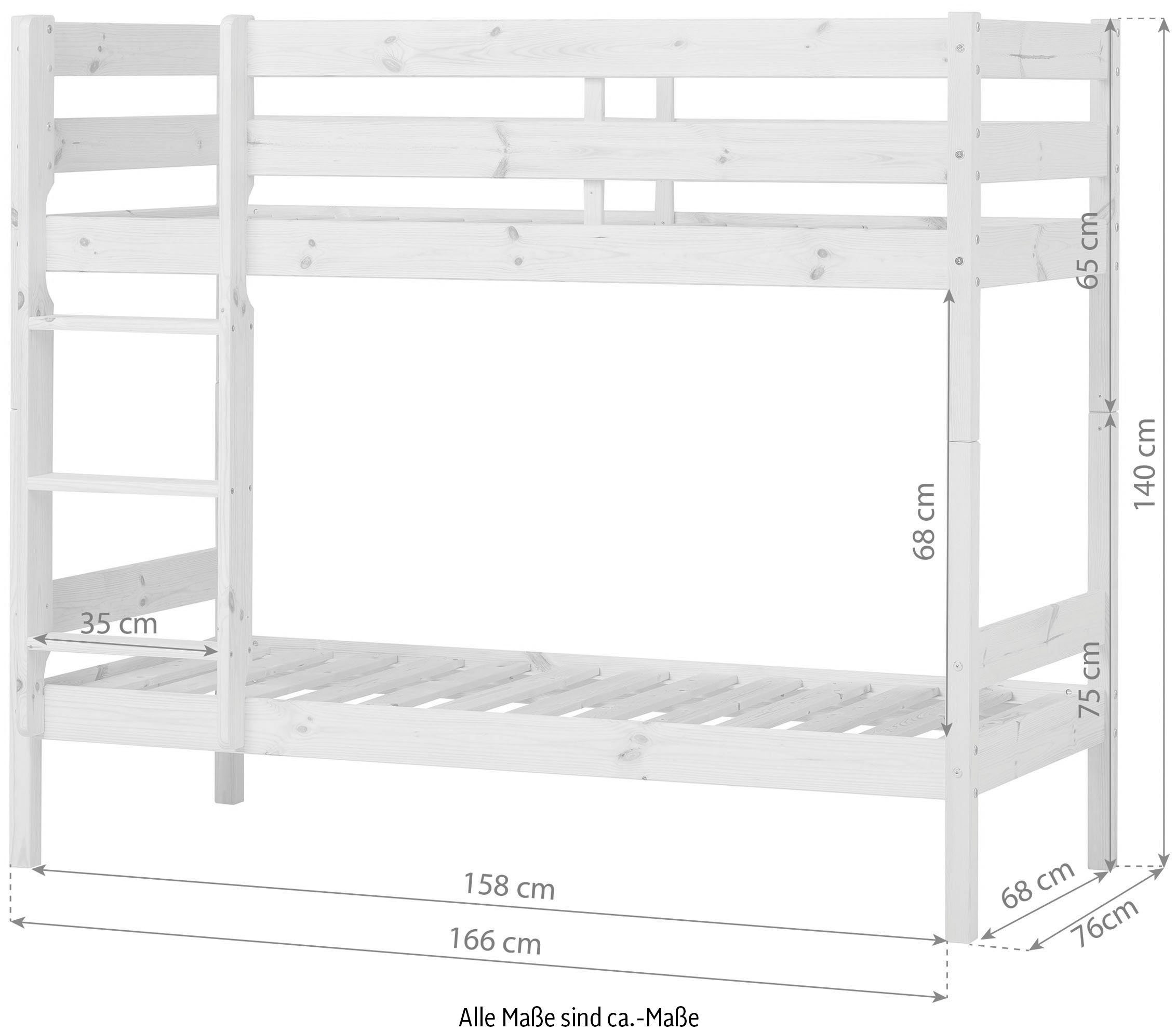 Hoppekids Etagenbett ECO Comfort, aus Natur wahlweise und Massivholz, wählbar Matratze, mit Lattenrost Größe